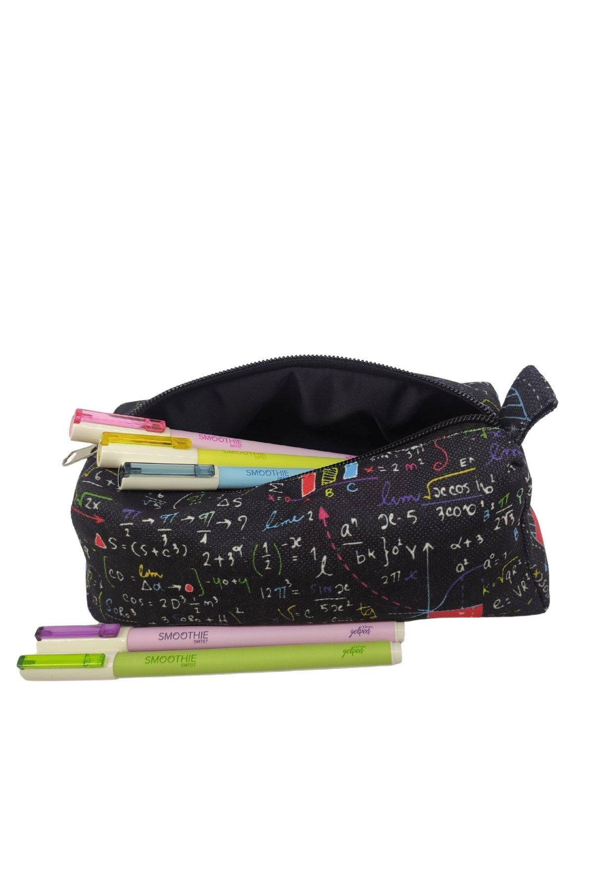 FİYPER Formül Desenli Astarlı Yıkanabilir Bez Kalemlik Kalem Kutusu