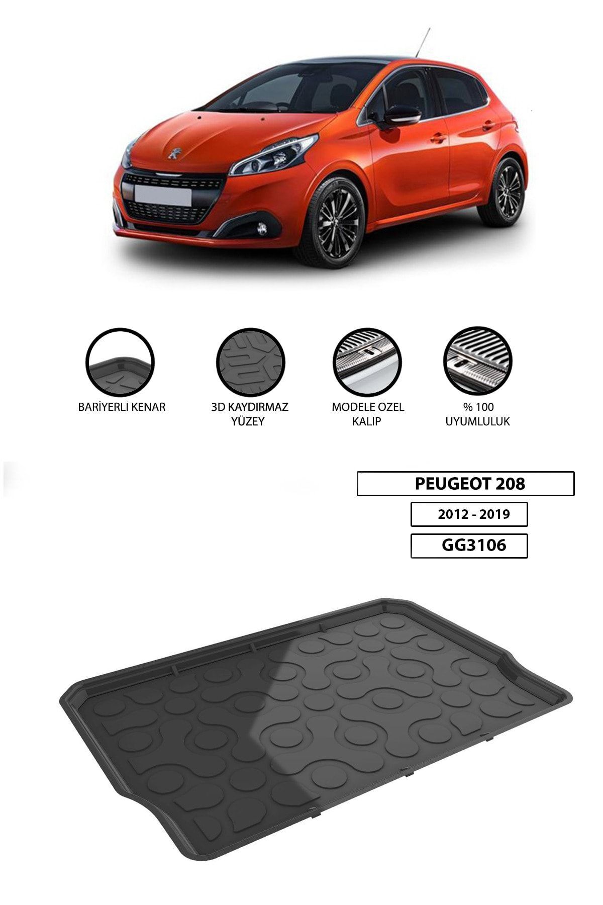 Genel Markalar Peugeot 208 2012 -2019 Bagaj Havuzu