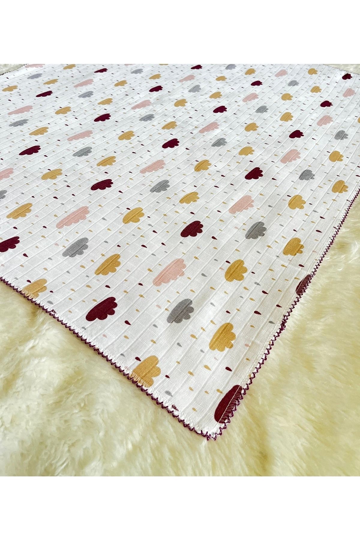 anne dokunuşu gibi KUZUM BEBE Mor Yağmur Damlası Desenli Müslin Kız Erkek Bebek Kundak Battaniye fotoğrafı 4 (önizleme)