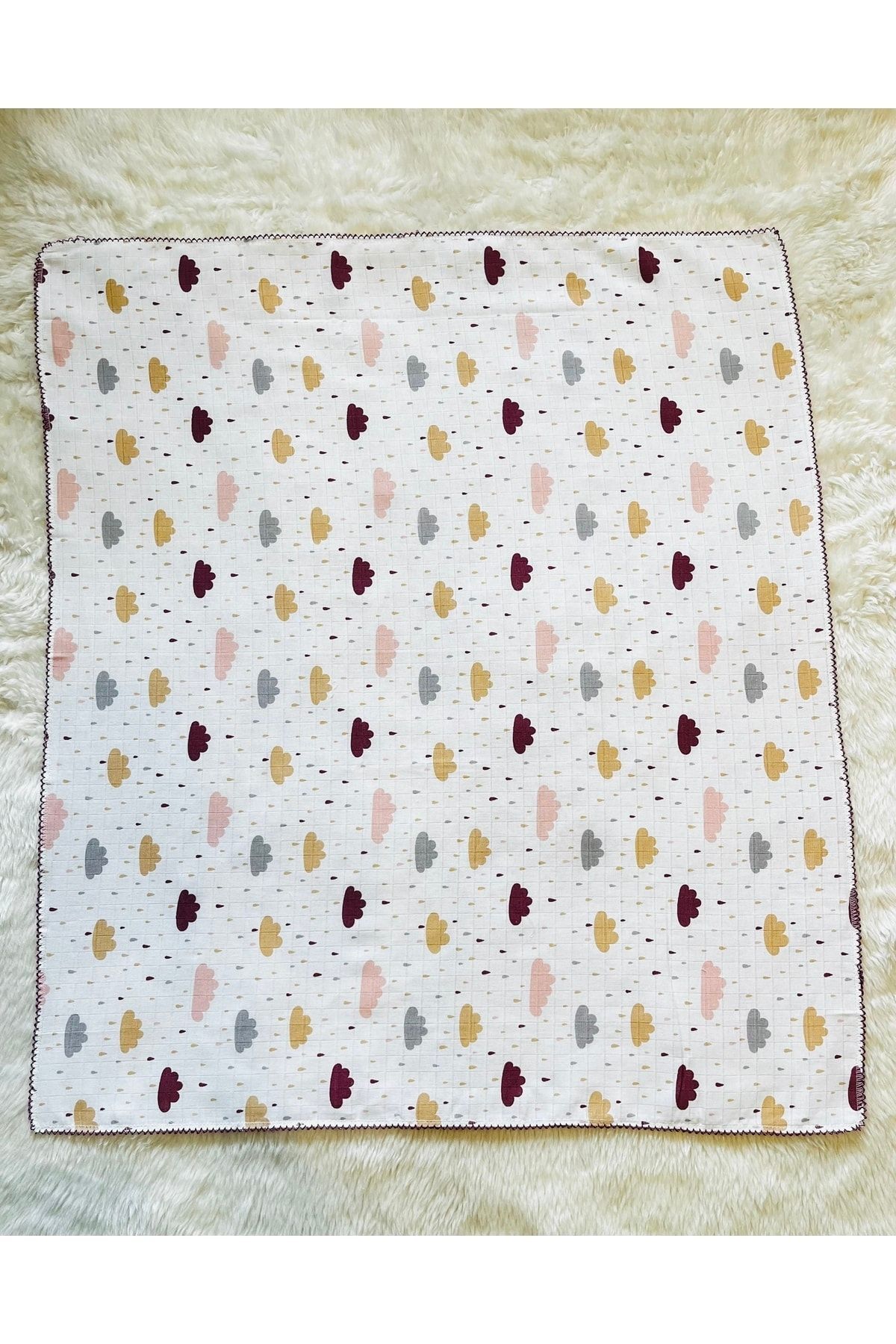 anne dokunuşu gibi KUZUM BEBE Mor Yağmur Damlası Desenli Müslin Kız Erkek Bebek Kundak Battaniye fotoğrafı 2 (önizleme)