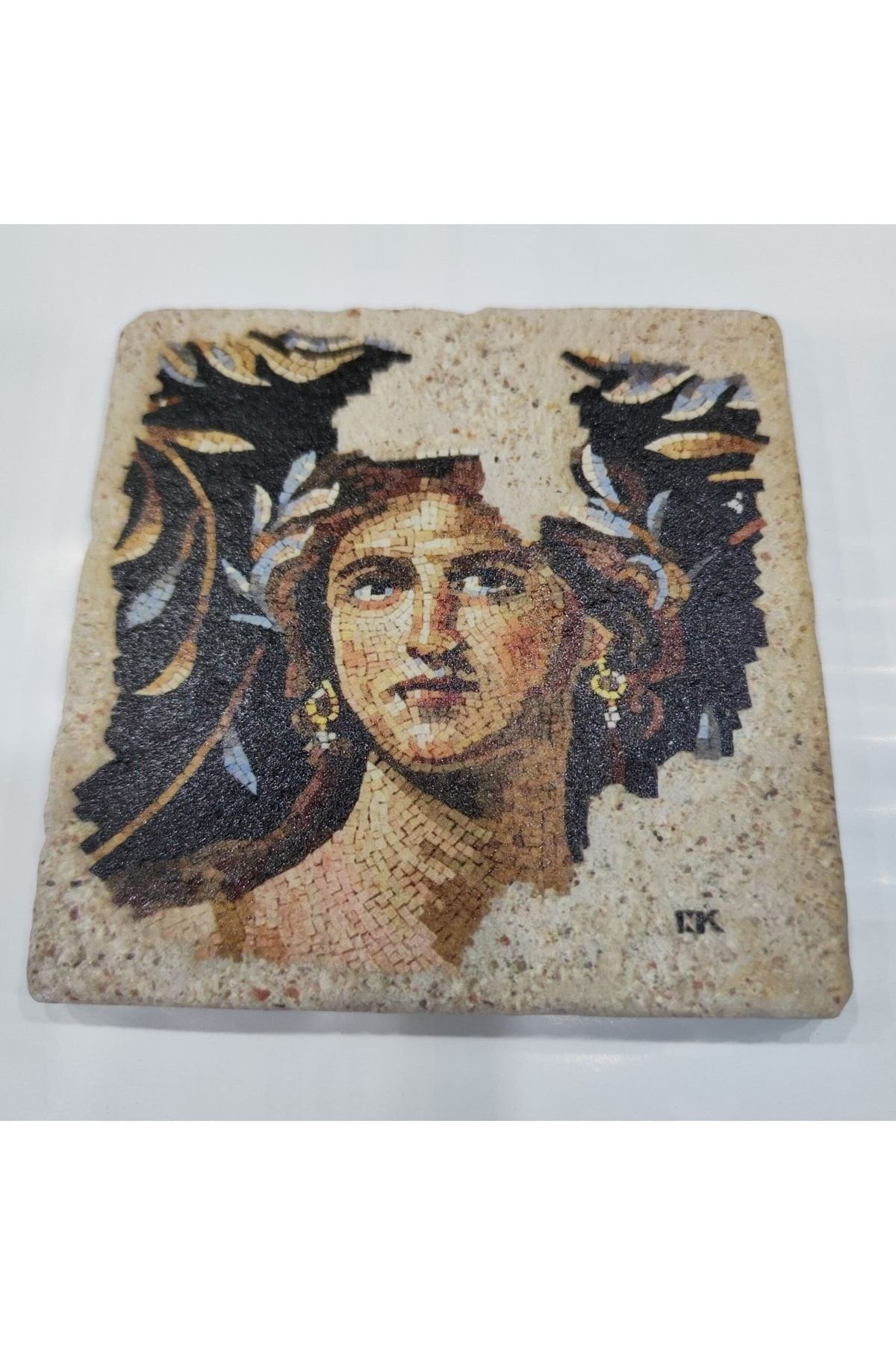 Natural Stone Bathroom Drain Cover Ornament with Decorative Figure Single 10x10 Cm