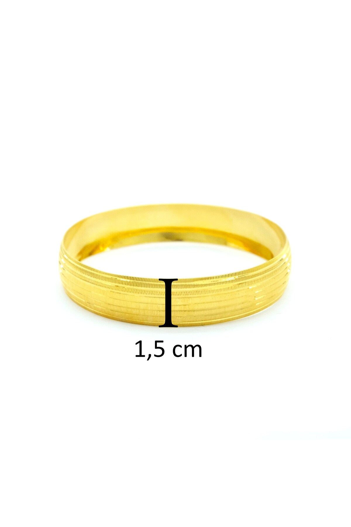 Çelik Bilezik Altın Kaplama – 22 Ayar 1.5 Cm Dik Çizgili Dayanıklı Tasarım (BLZ-3076) 3
