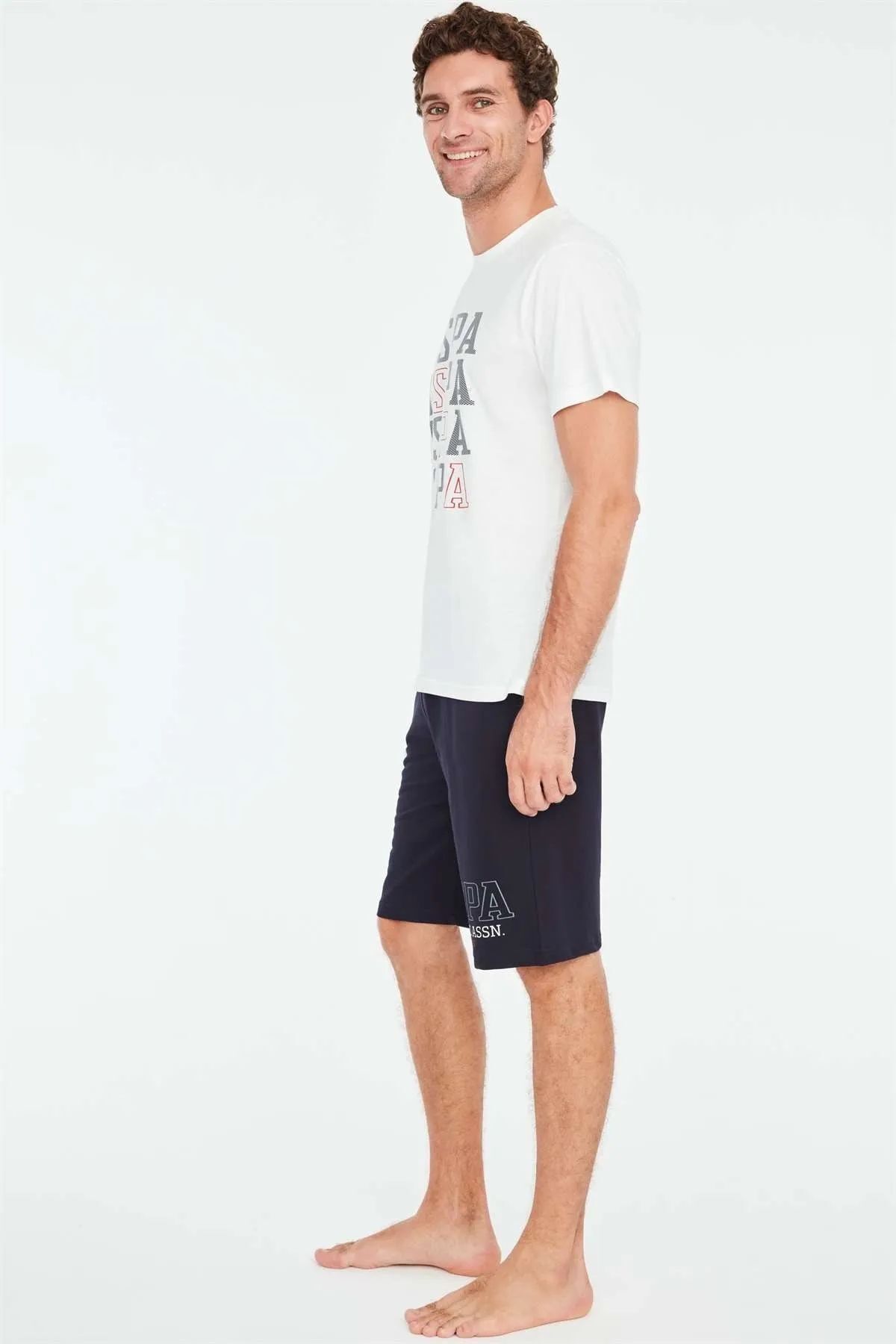 ست پیژامه مردانه پایه. شلوارک پولو اسن Ecru U.S. Polo Assn.