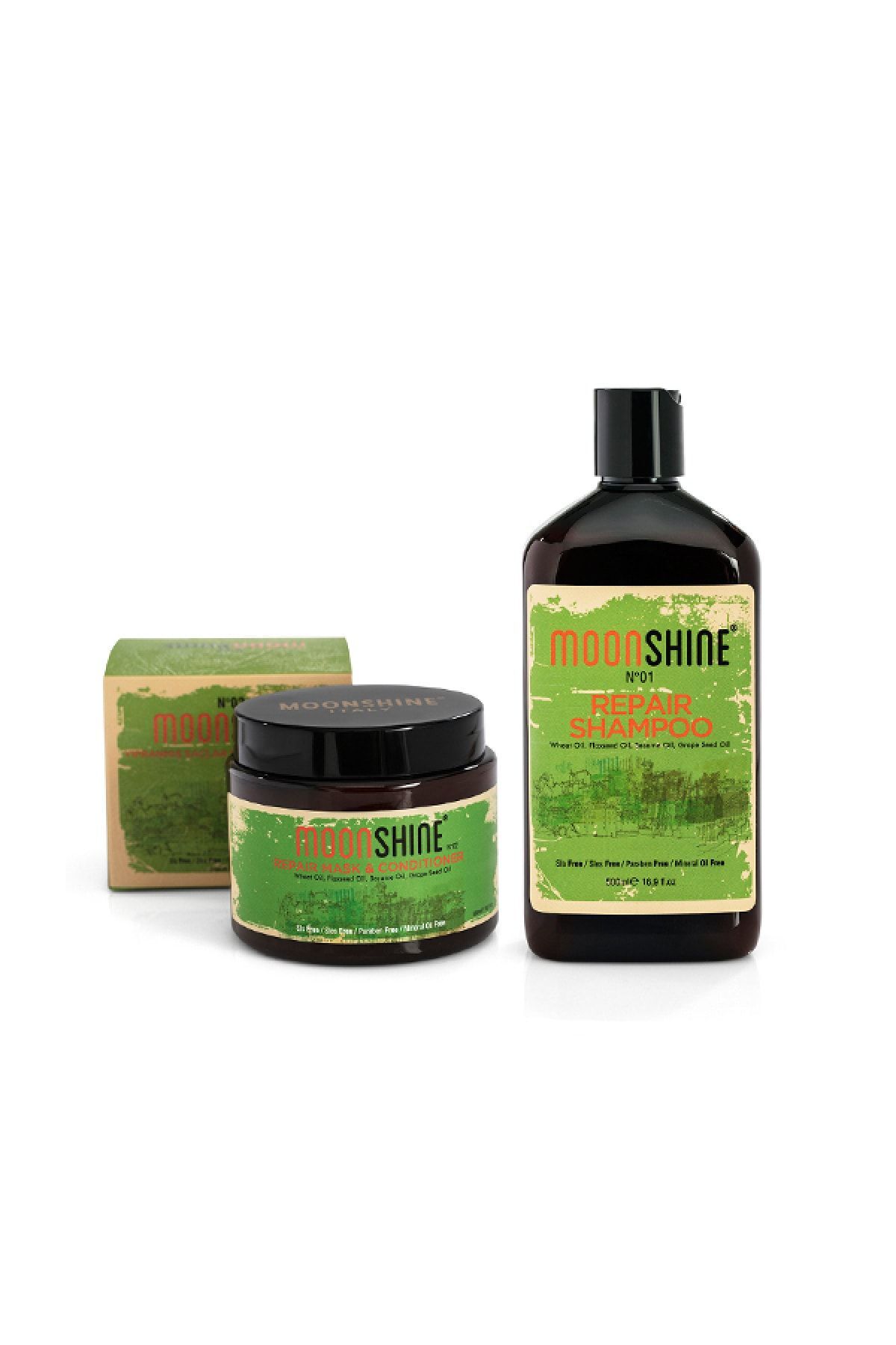 MOONSHINE Repair Onarıcı Set (şampuan 500ml + Mask&conditioner 500ml) — mns1123
