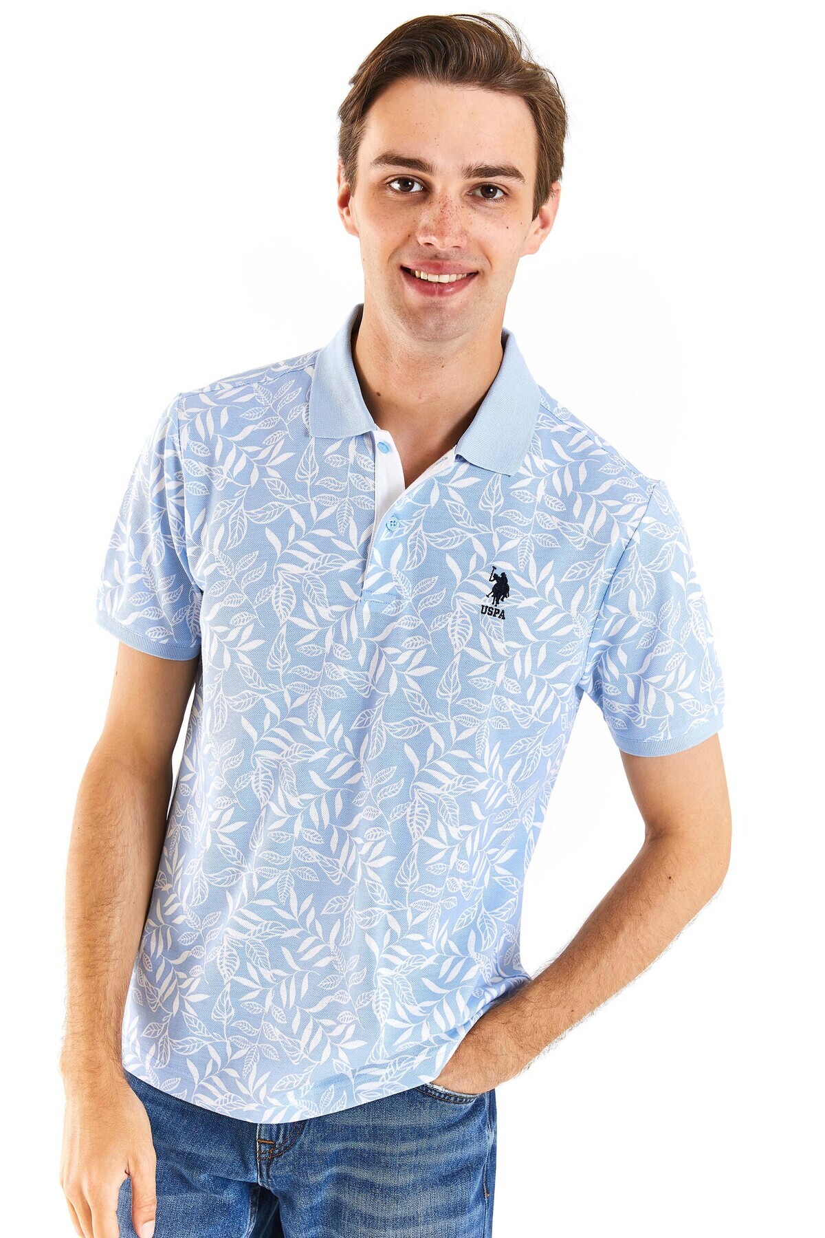 یو اس پولو تی‌شرت ورزشی مردانه طرح‌دار یو اس پولو مدل G081SZ011.000.1826921 GETAFE