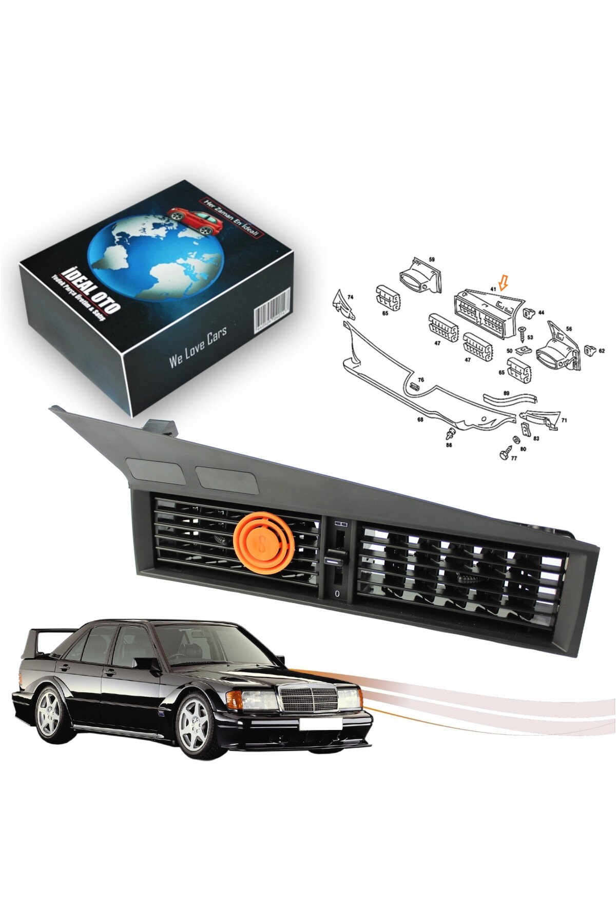 Vitre de phare gauche Mercedes 190 W201