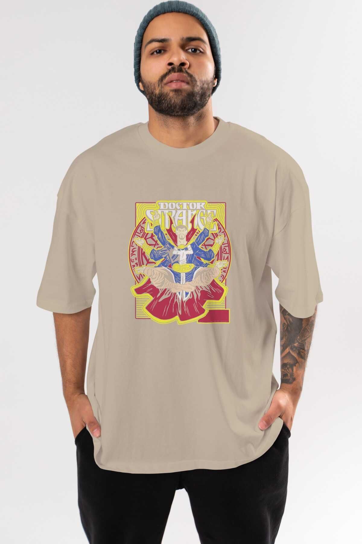 Ankhises Doctor Strange (1) Tricou Supradimensionat Bej Pentru Bărbați - Gât Crew, Bumbac Femei Unisex - L
