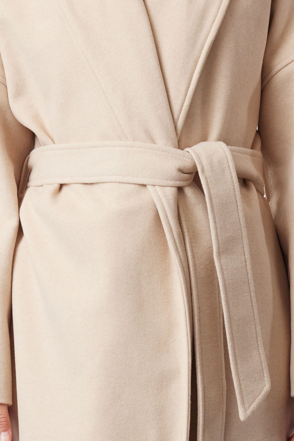 Trendyol Collection-Soft Textured Ecru Oversize Coat - Button Detail and Slit Twoaw25kb00027 3