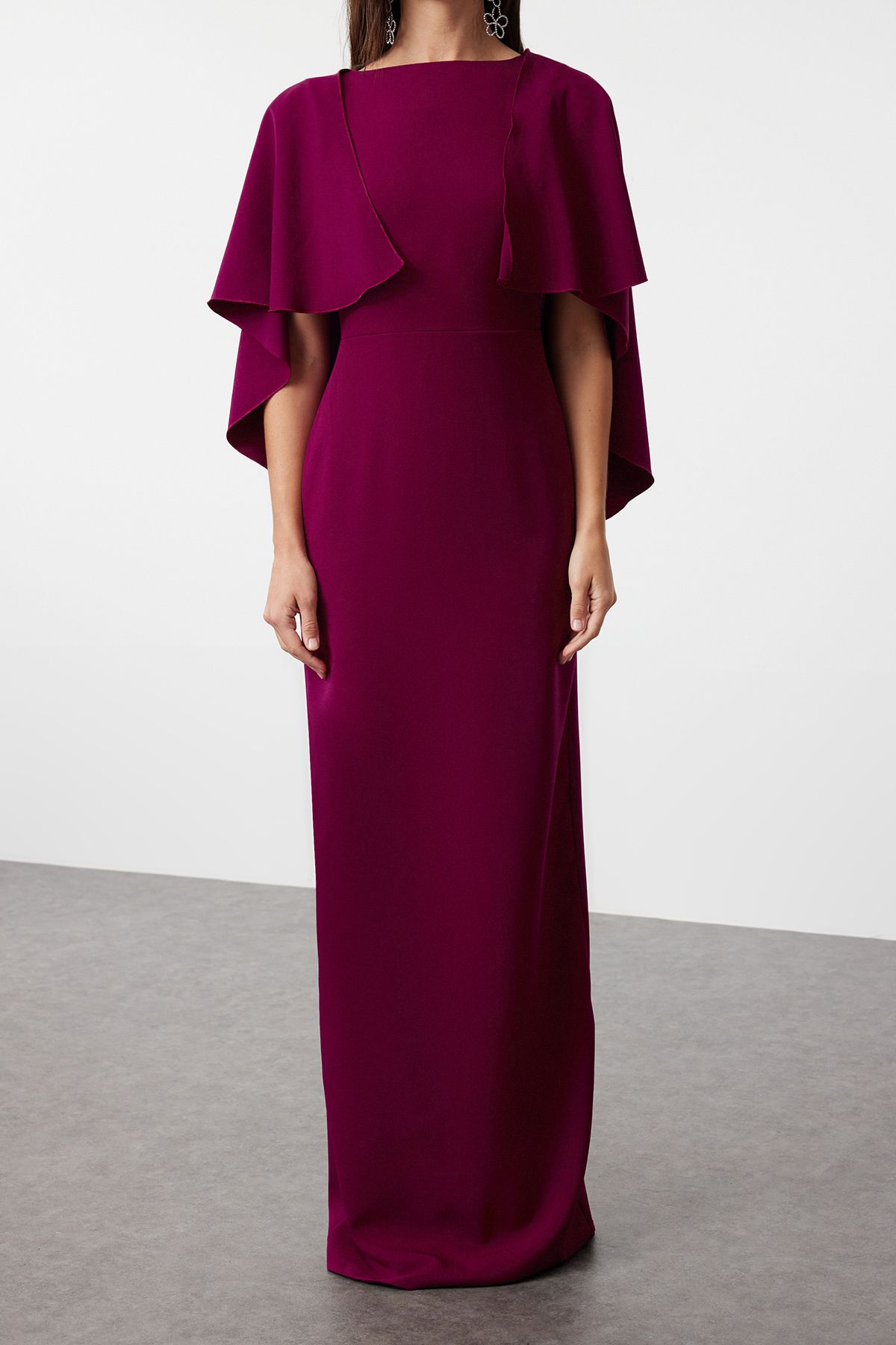 Trendyol Collection-Rochie de Seara Tesuta Mov - Rochie de absolvire TPRSS24AE00032 3