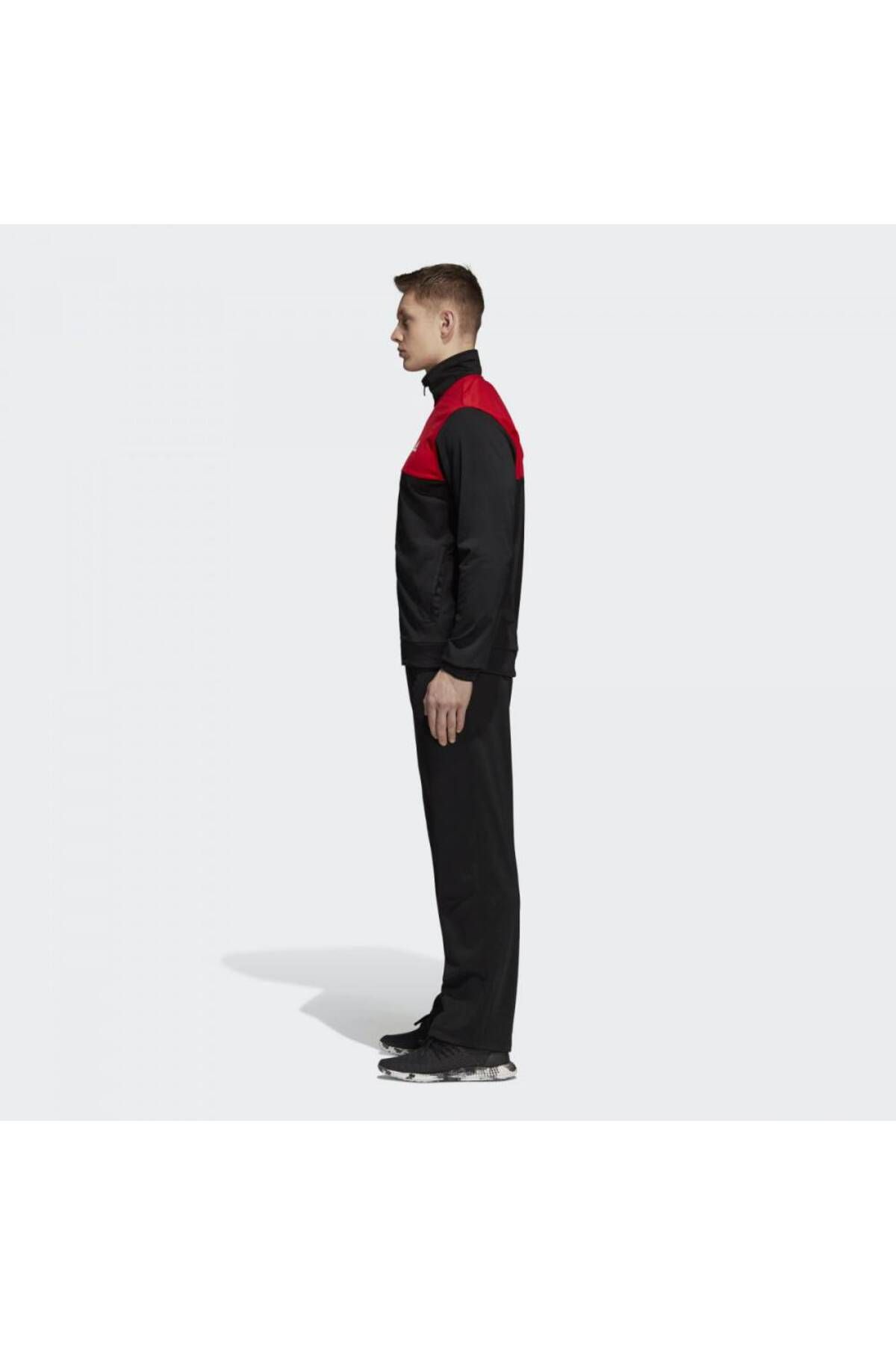 adidas-Cy2308 Back2basic Ts Tracksuit Set Black Red 2