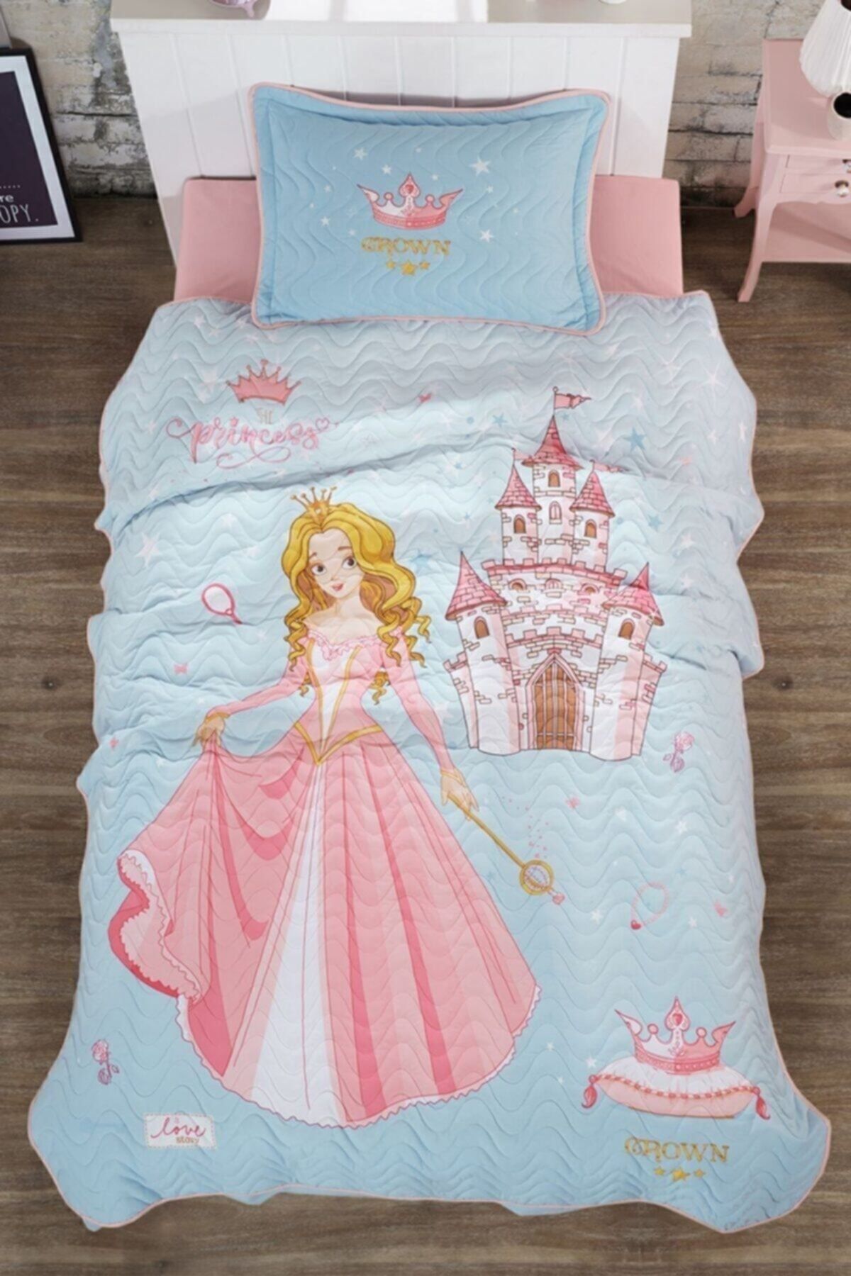 Kadın Clasy Tek Kişilik Ranforce Yatak Örtüsü Crown Pembe