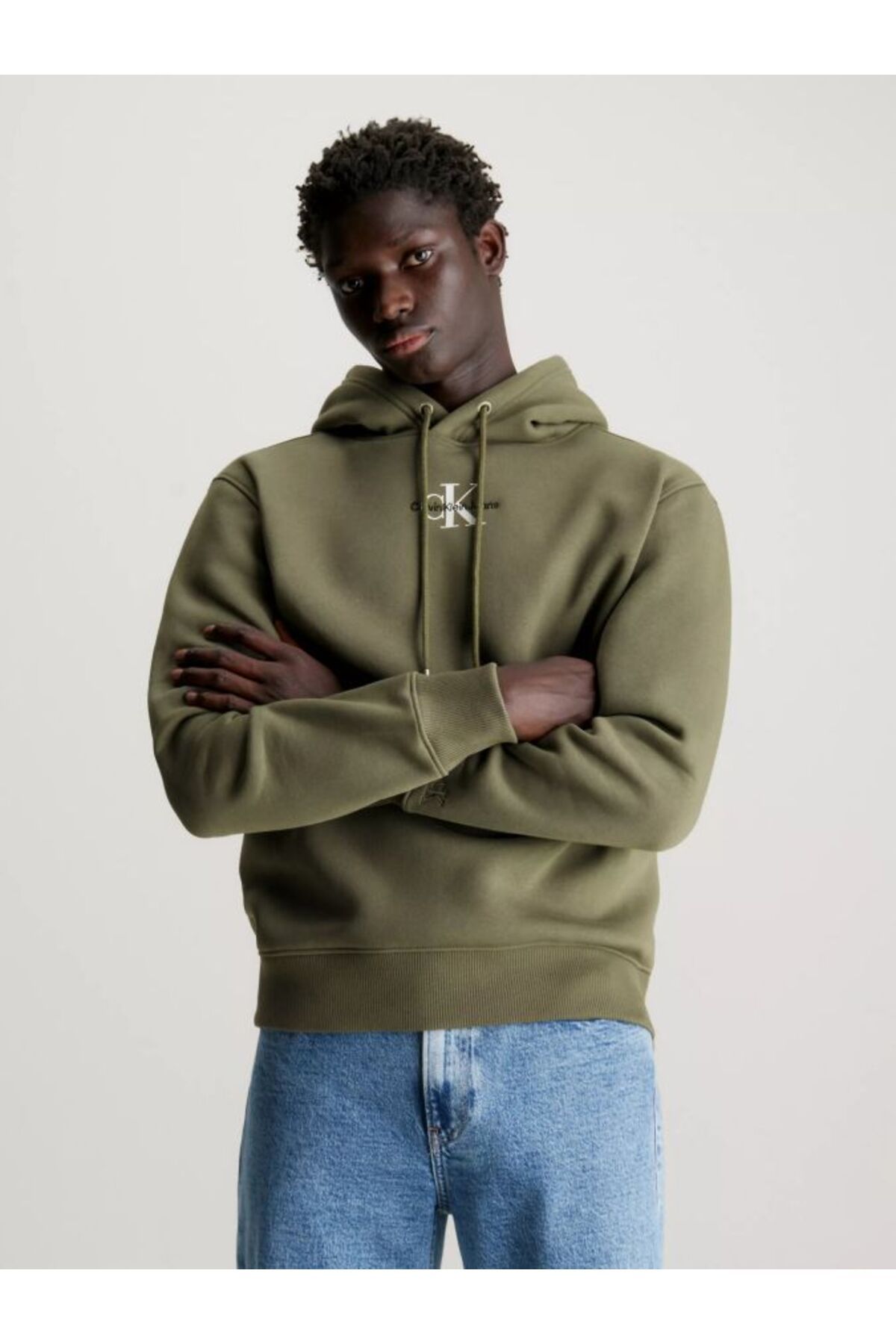 سویشرت سبز مردانه پیراهن یقه دوچرخه اورجینال Calvin Klein