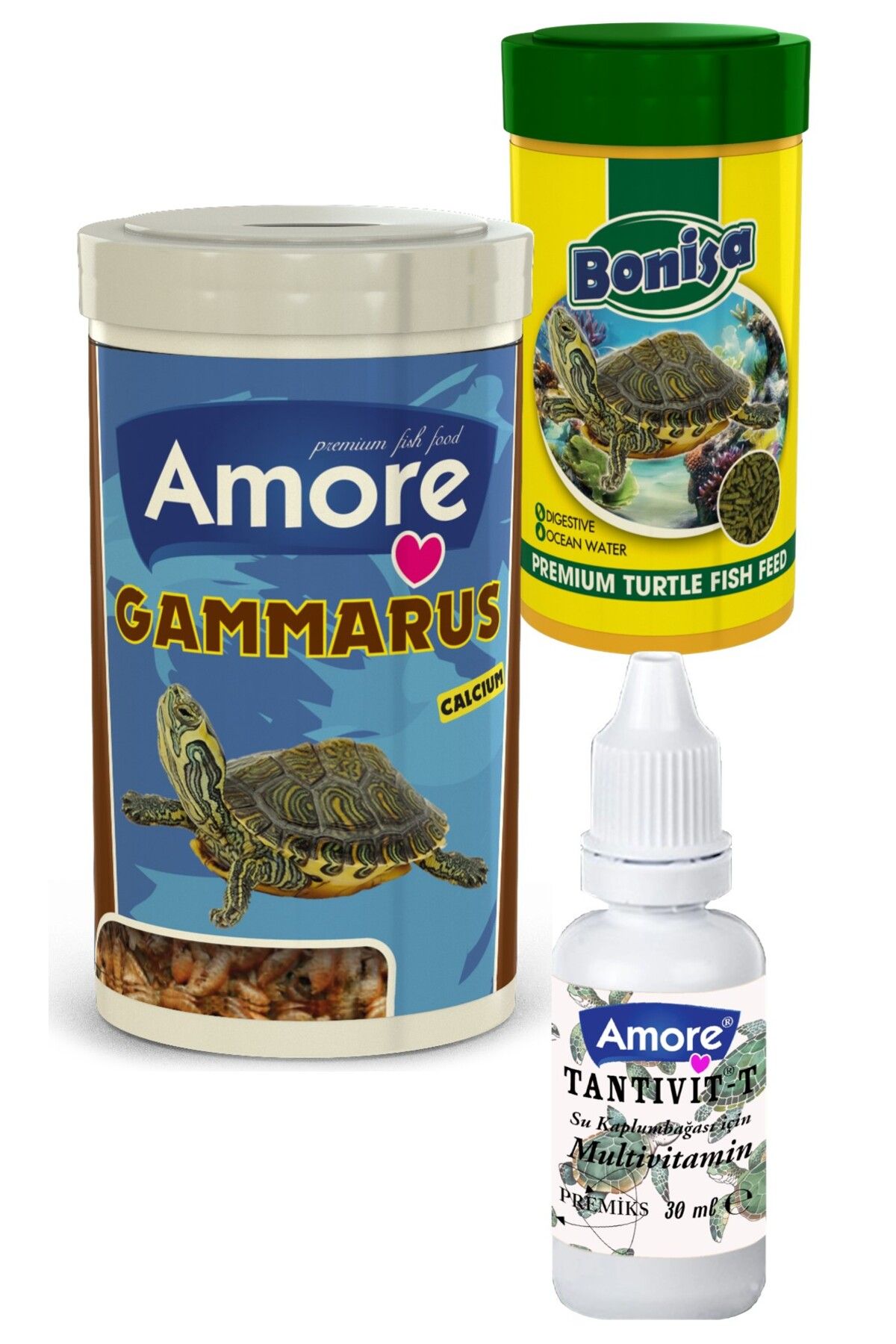 AMORE Gammarus Kaplumbağa Yemi 1 Lt, 250 ml Turtle Sticks Bonisa, Multivitamin