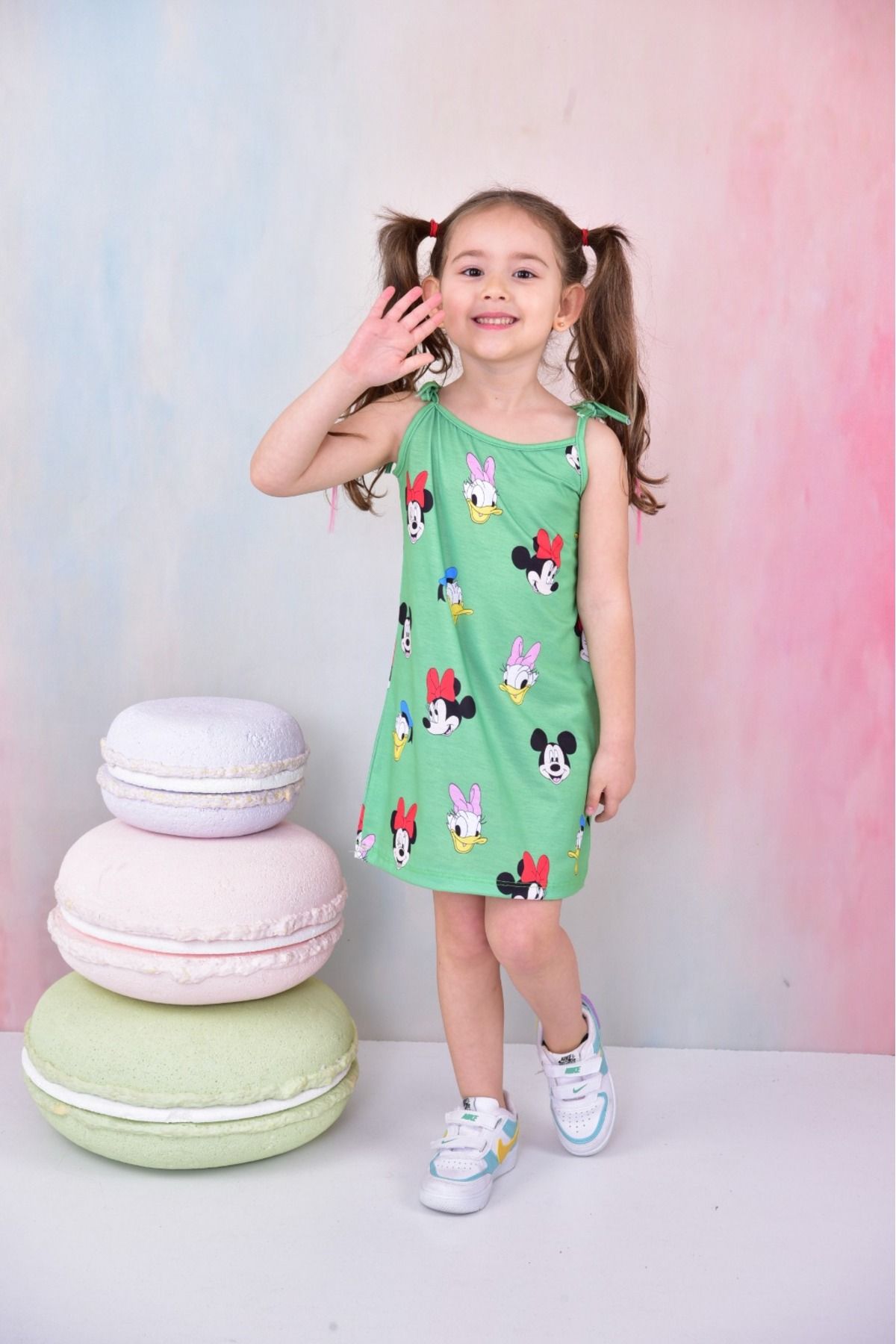 BUUFUU Strappy Mickey Mouse Printed Girl s Dress Trendyol