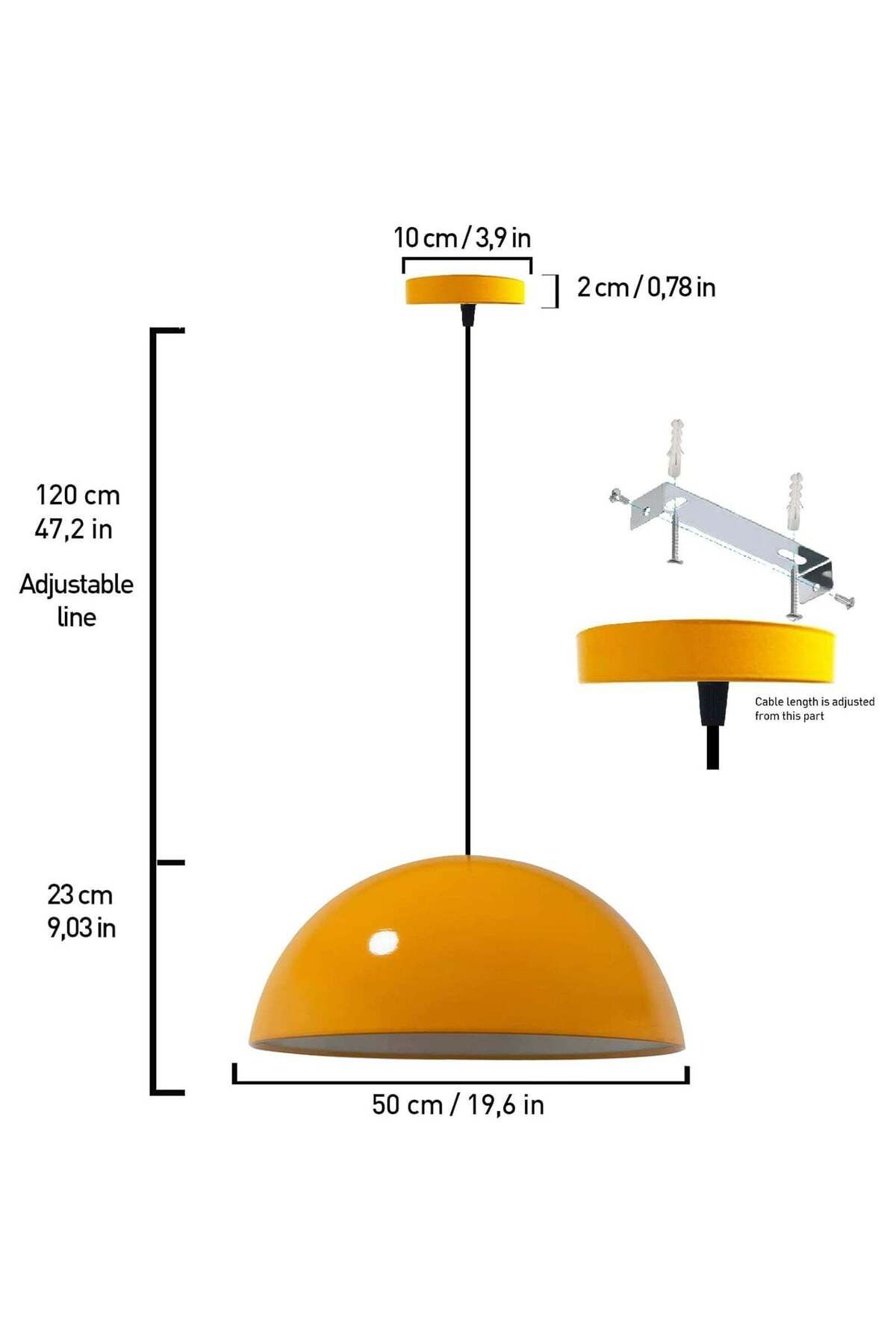 Bamyum-Lipeo 50 cm Metal Pendelleuchte - Gelbe Lampe 5