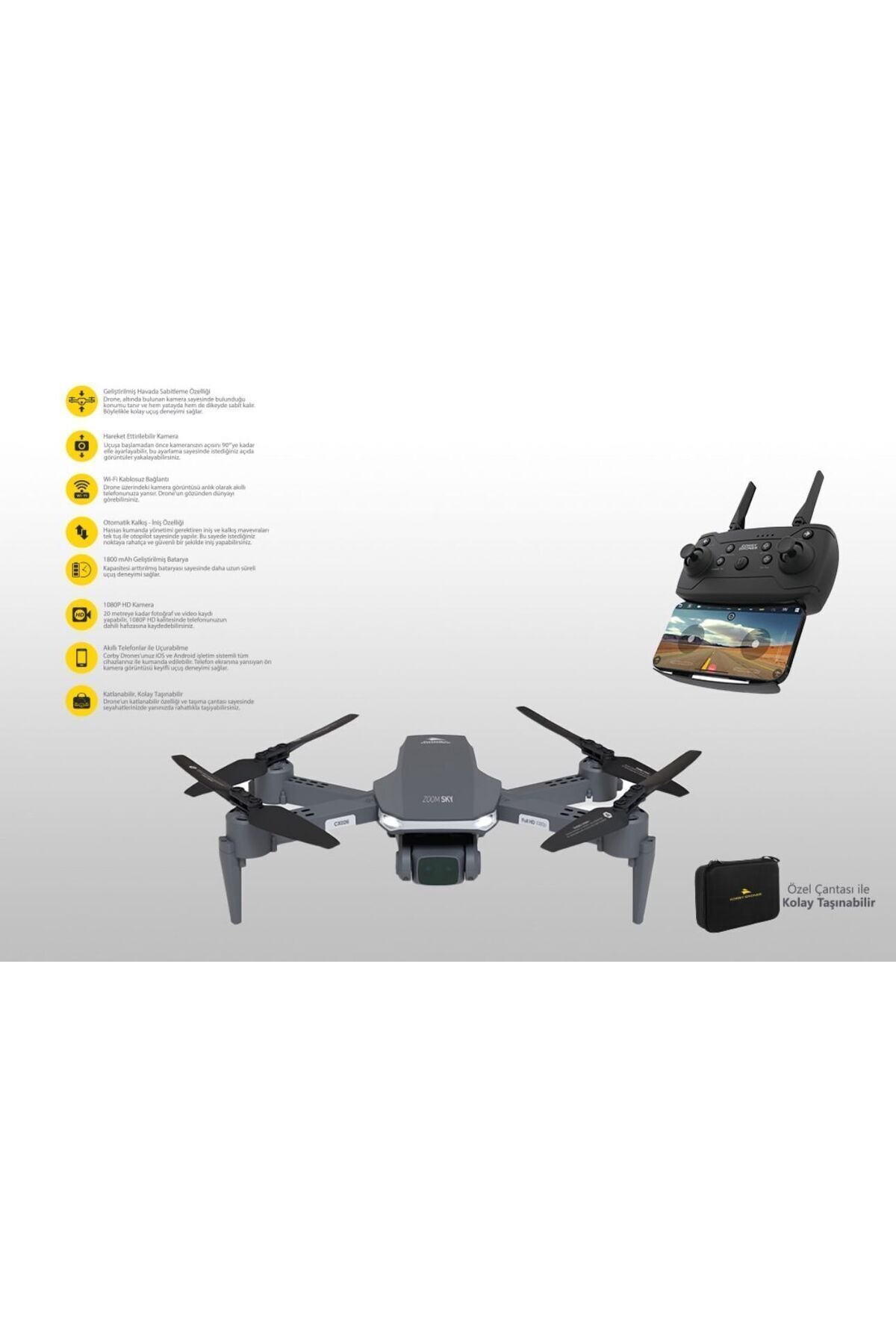 Corby CX026 ZOOM SKY Master 1080 P  Kameralı Smart Drone FULL HD