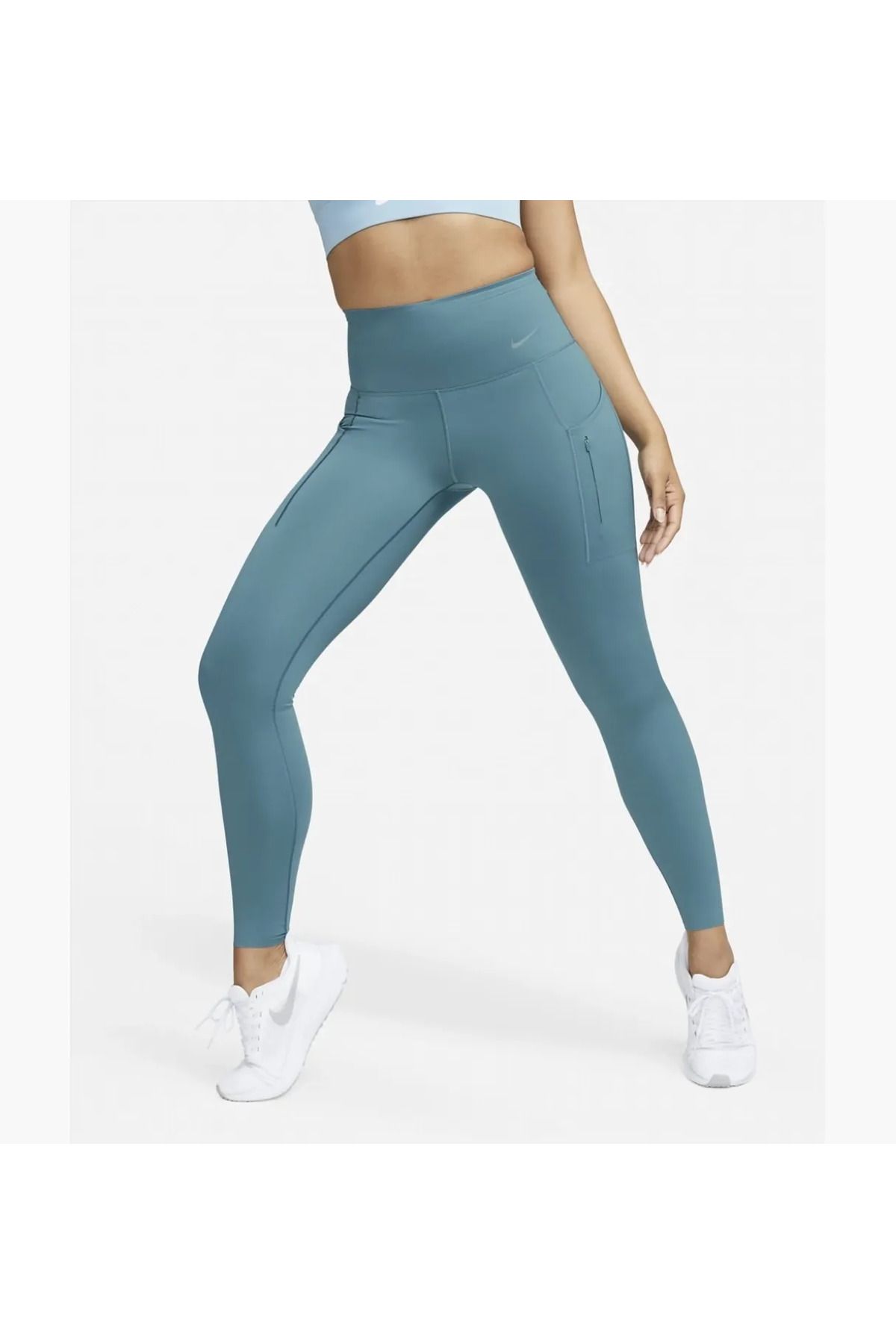 Nike-High Waisted Full Length Women's Leggings with Pockets - Stretchy Supported Style Sports 5