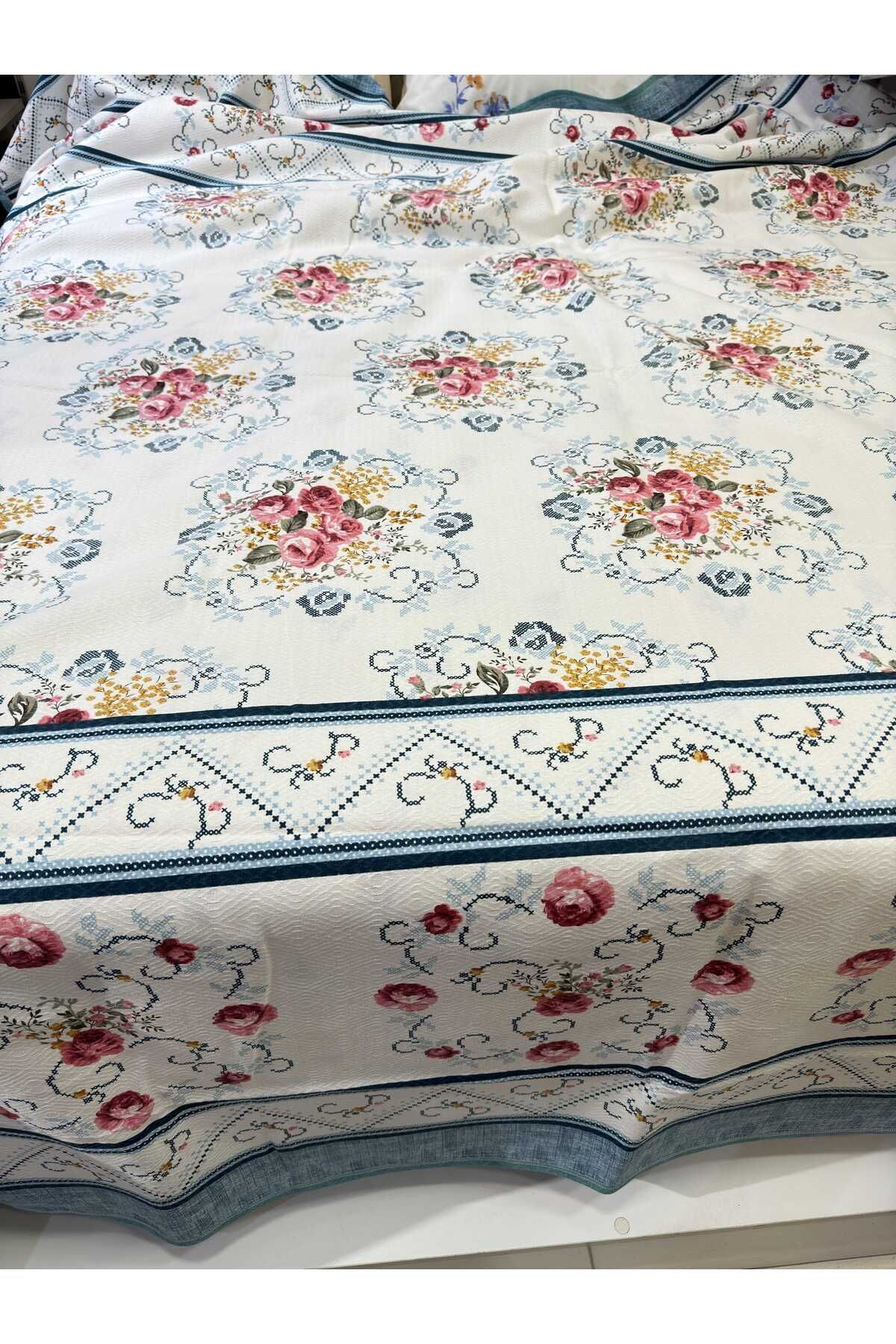 ŞENER HOME-Bouquet Pattern Printed 150x240 CmSingle Single Pike - Petrol Green 2