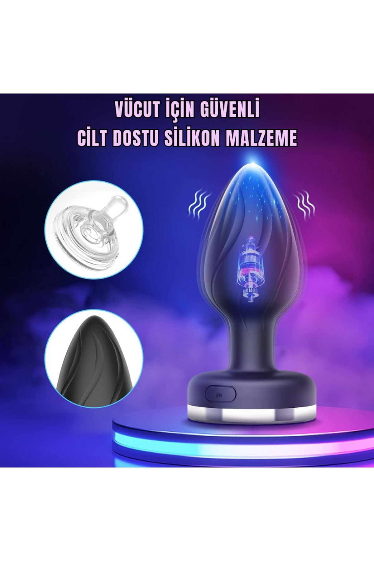 Işıklı Titreşimli Akıllı Anal Plug –Kumanda Kontrollü, Kablosuz, Giyilebilir (10 MOD, PEMBE IŞIK) 5