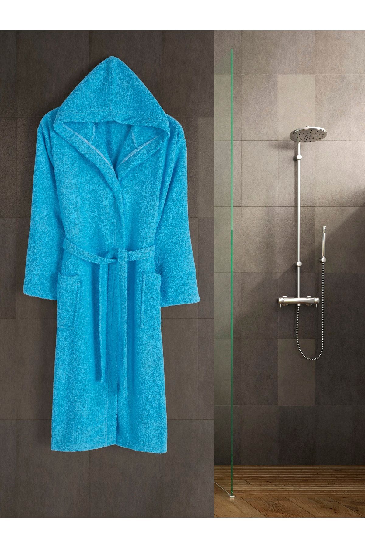 Men's Hooded Curly Bathrobe