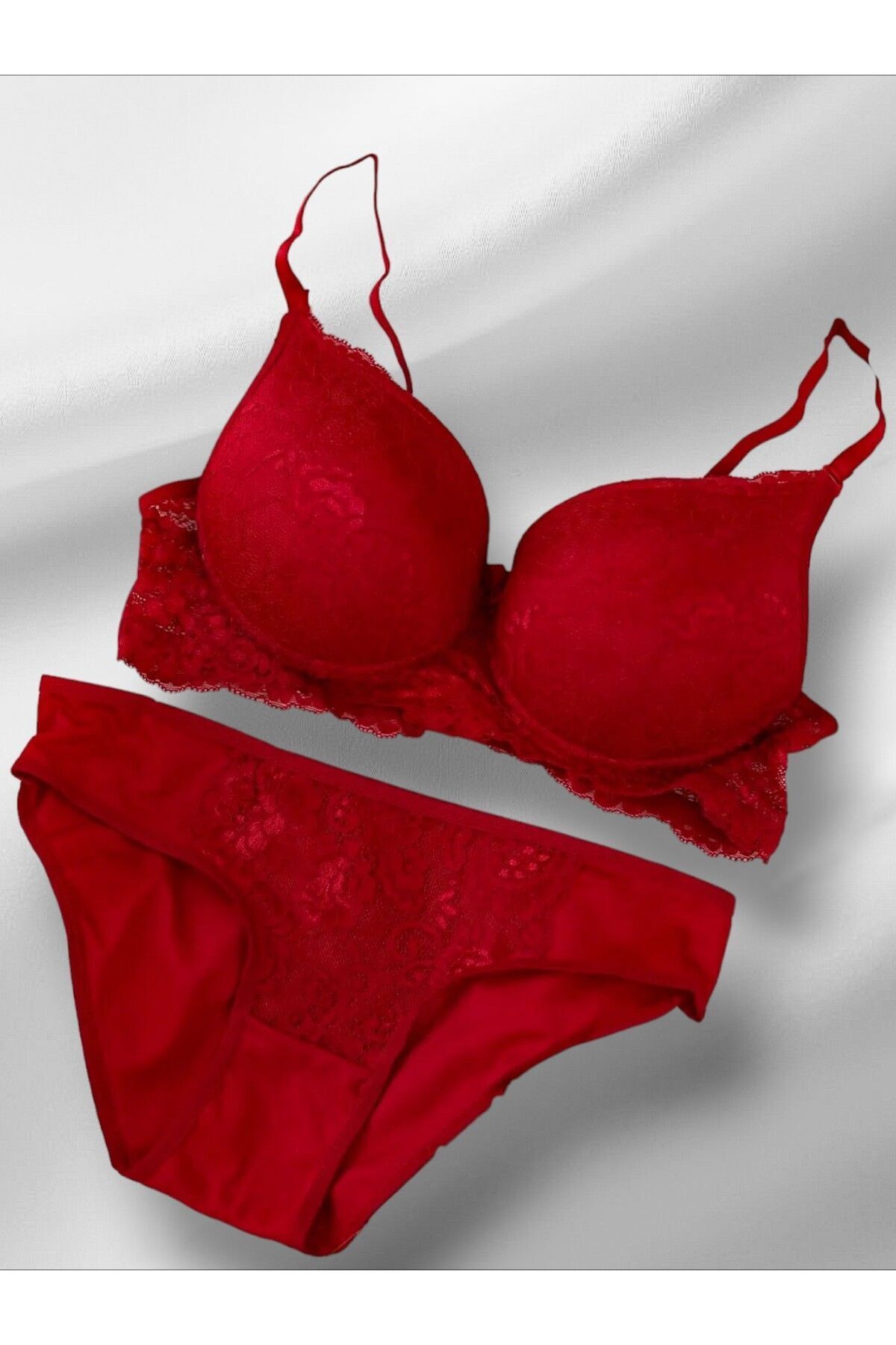 By P nar Baykara Red Lace Bra and Panty Set Daily Comfortable Underwear Set Trendyol