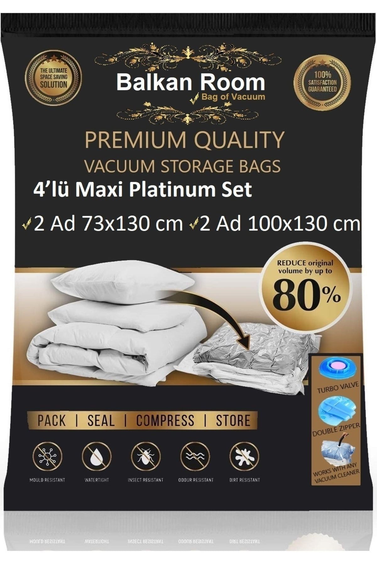 Balkan Room Saci De Vid Maxi Platinum Set De 4 Saci De Vid Pentru Depozitare - One Size