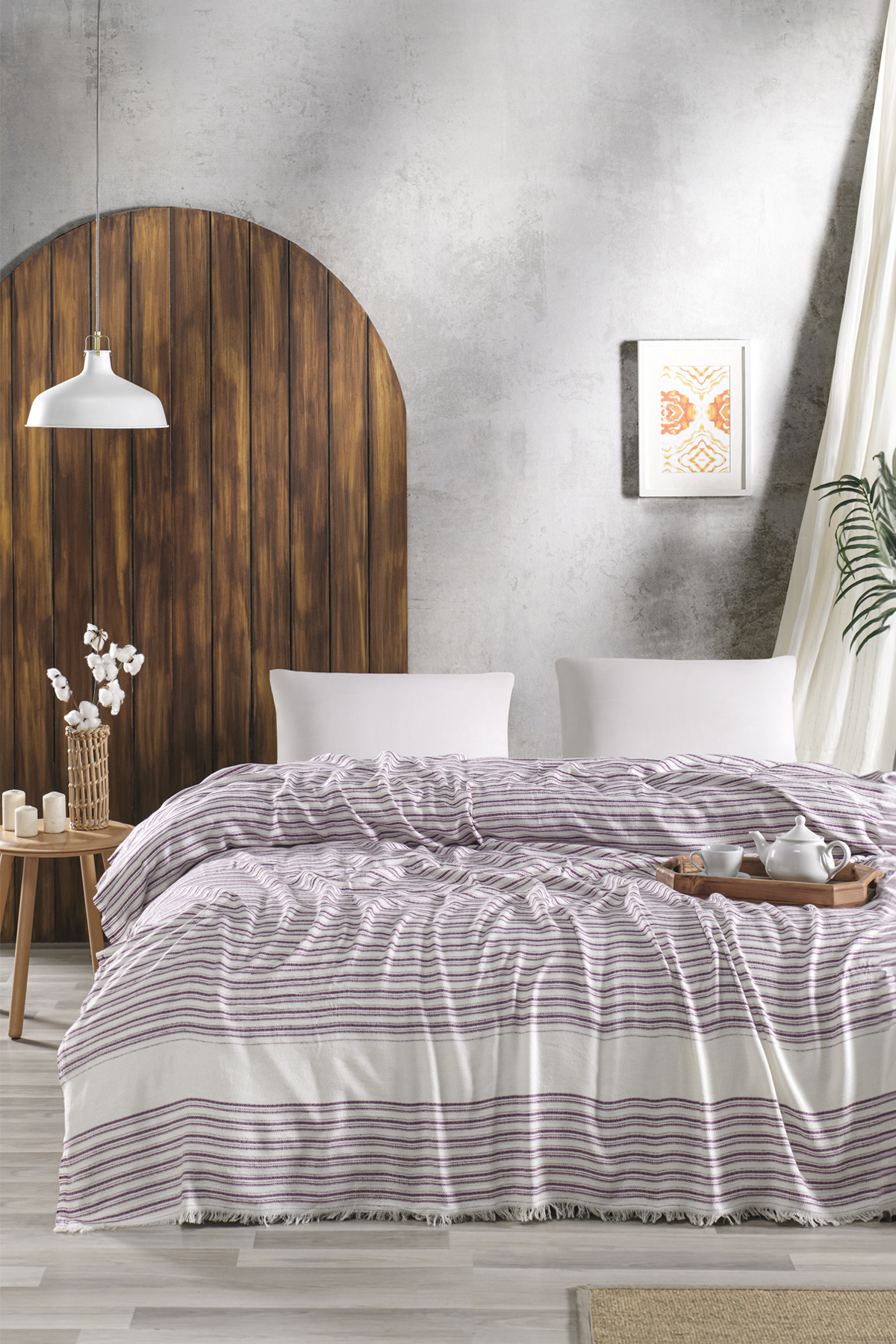Homebiente %100 Bambu Mürdüm Çift Kişilik Pike 240x260