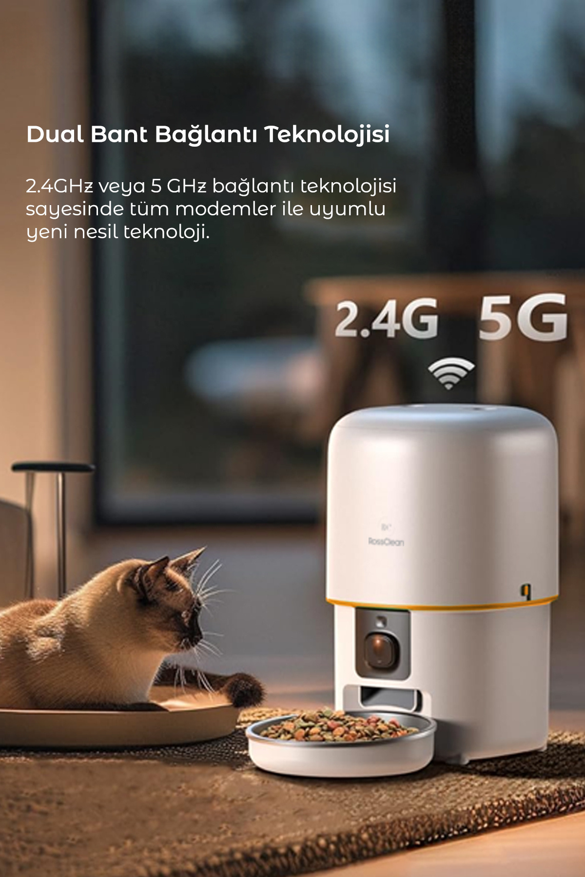 RossClean Pet Feeder 1080P Ayarlanabilir Kameralı - Wifili- Kedi Köpek Akıllı Mama Kabı fotoğrafı 5 (önizleme)