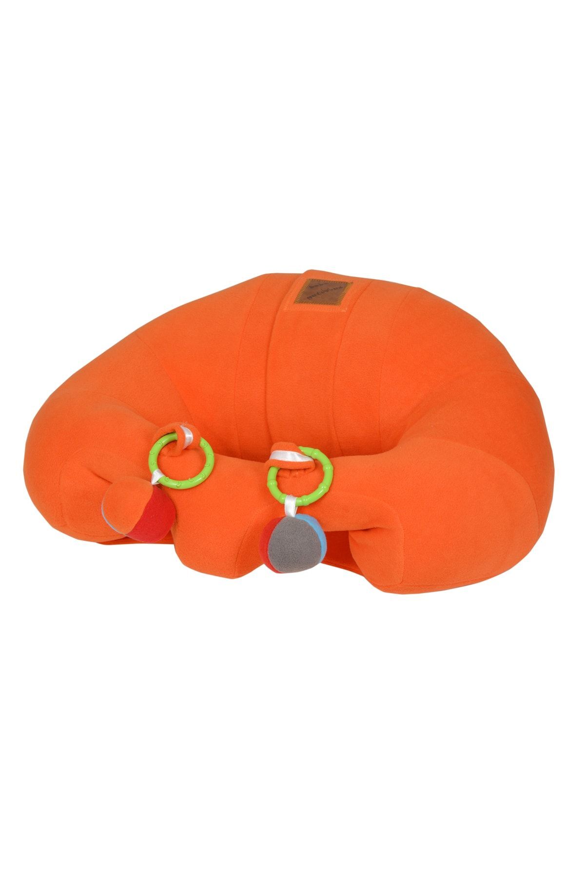 Orange Baby with Rattle Toy Does Not Sleep