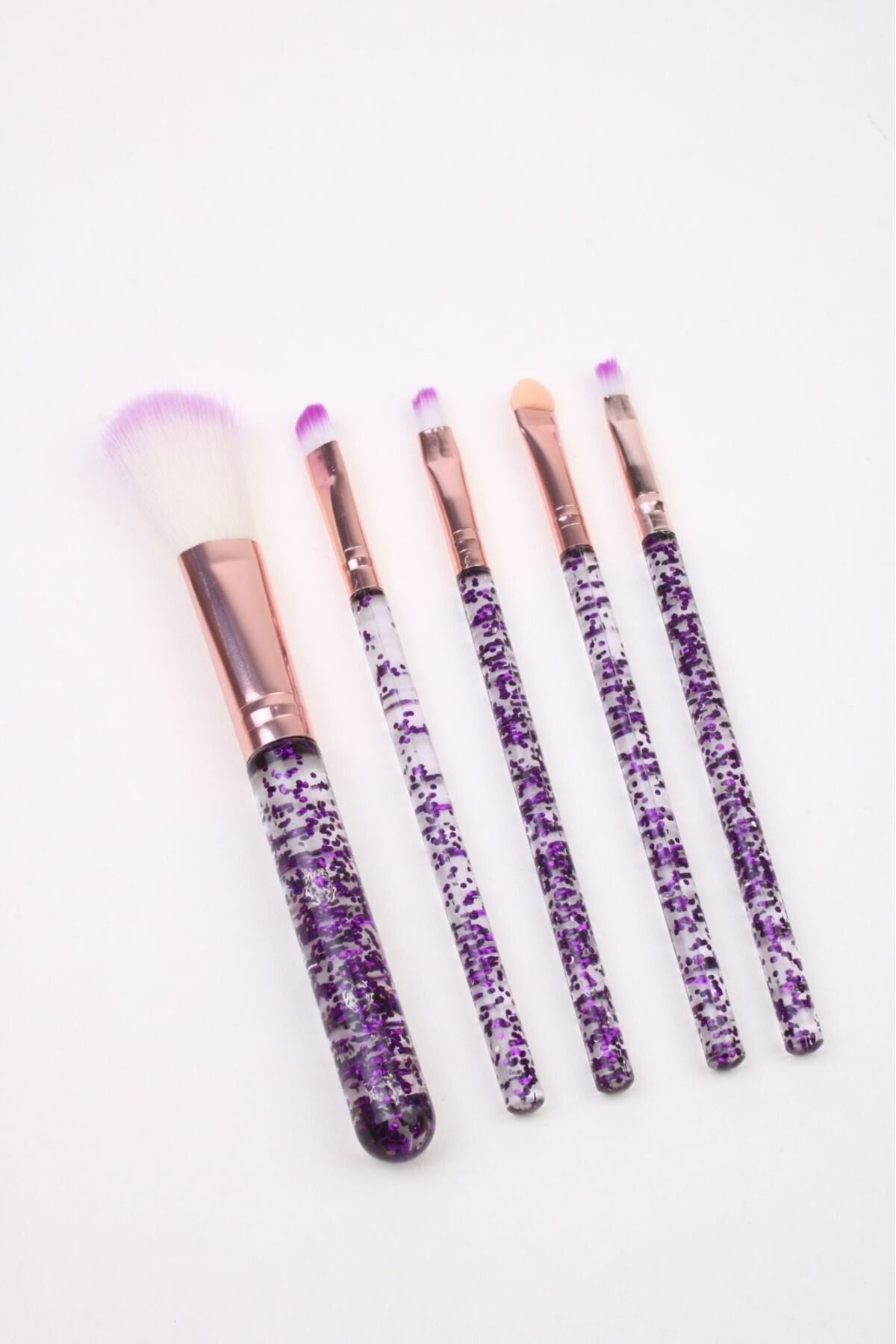 newnet-5-Piece Crystal Patterned Purple Makeup Brush Set - Soft Tip, Professional and Daily Use 1