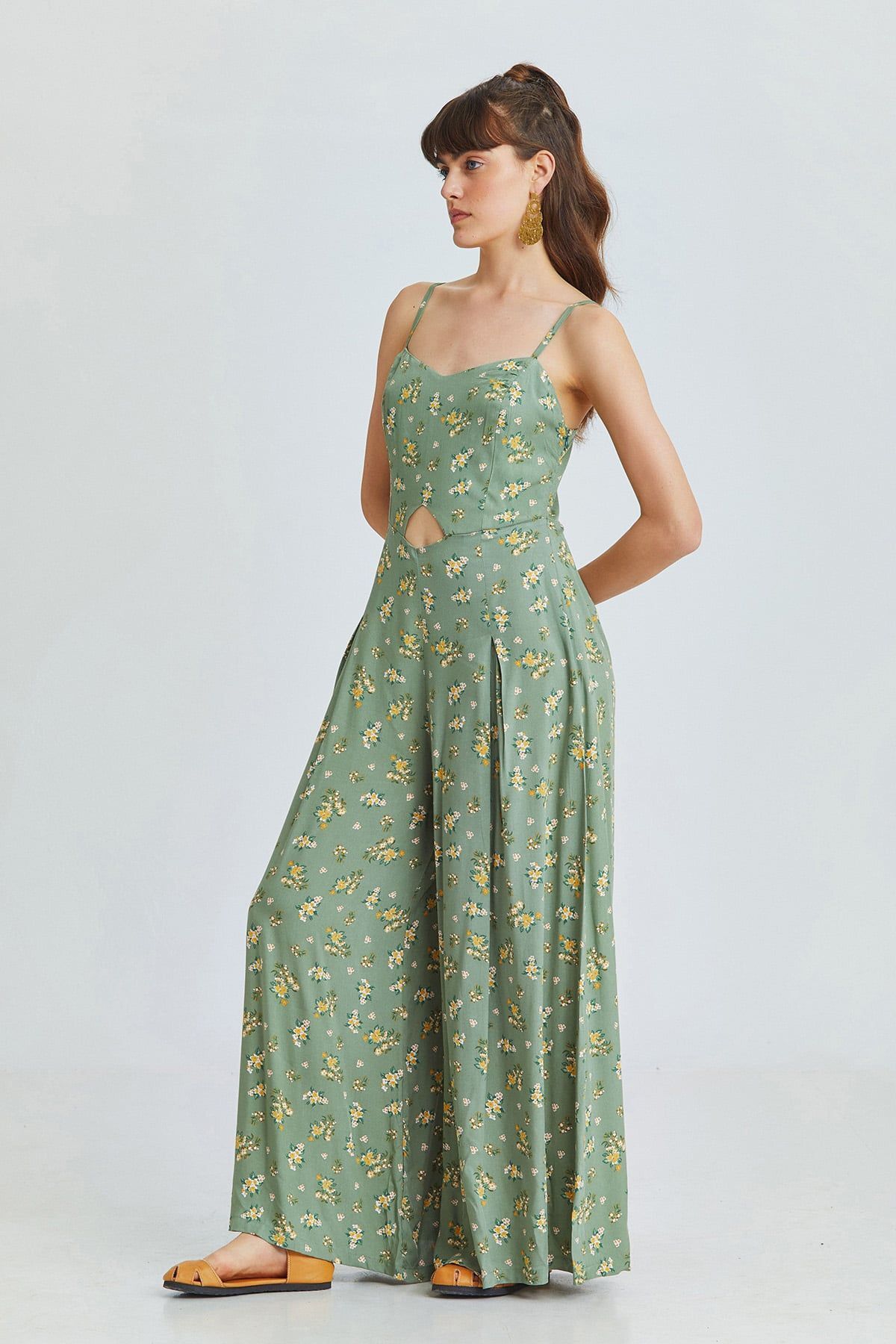 Clandestino-Çağla Patterned Strap Bohemian Jumpsuit 3