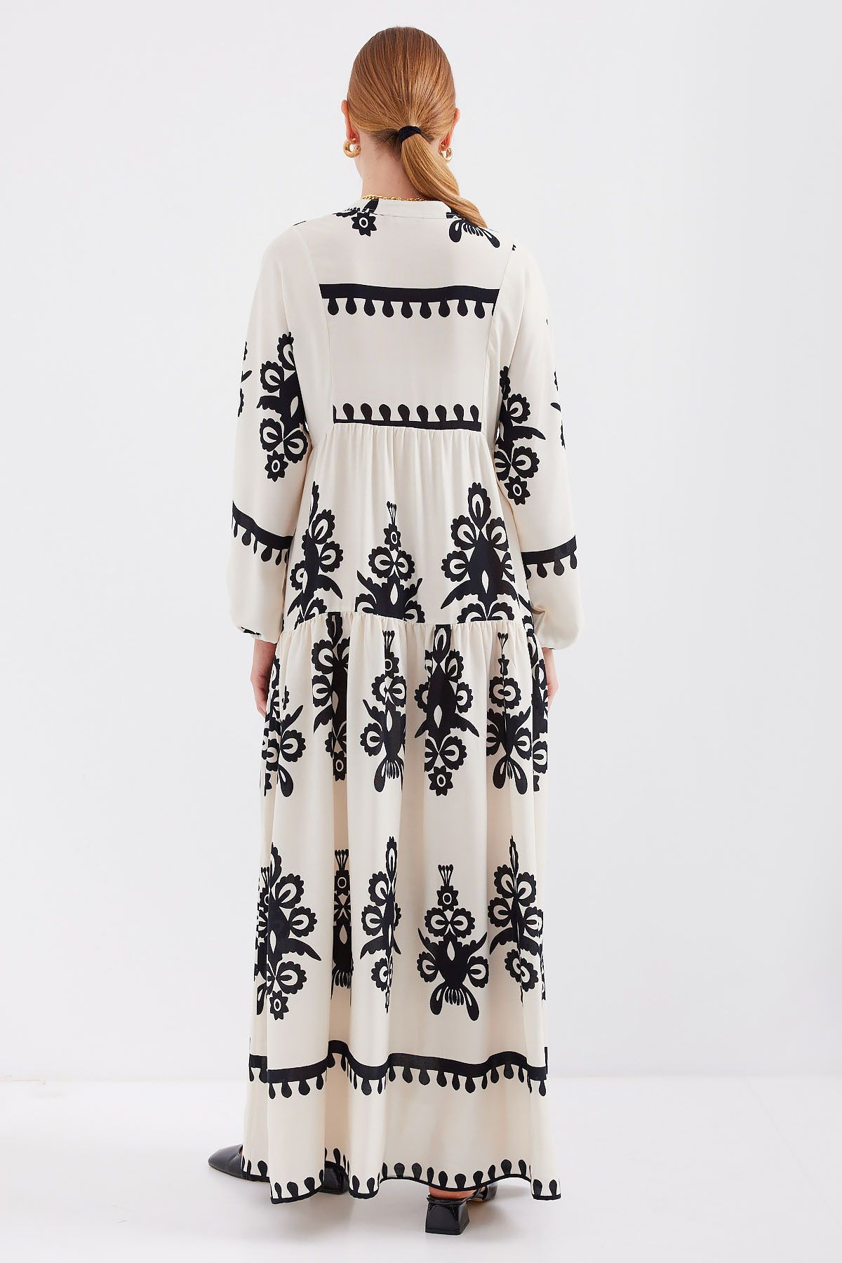 Bigdart-2423 Authentisches, gemustertes Kleid – M. Creme 6
