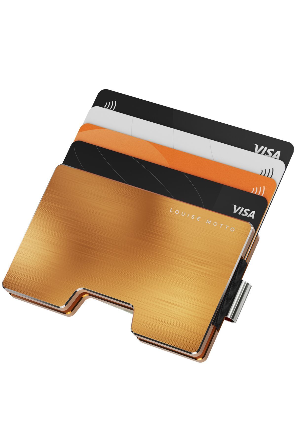 کیف پول و جاکارتی فلزی نسل جدید با قابلیت RFID - مدل Cardx Detroit (طلایی) Louise Motto