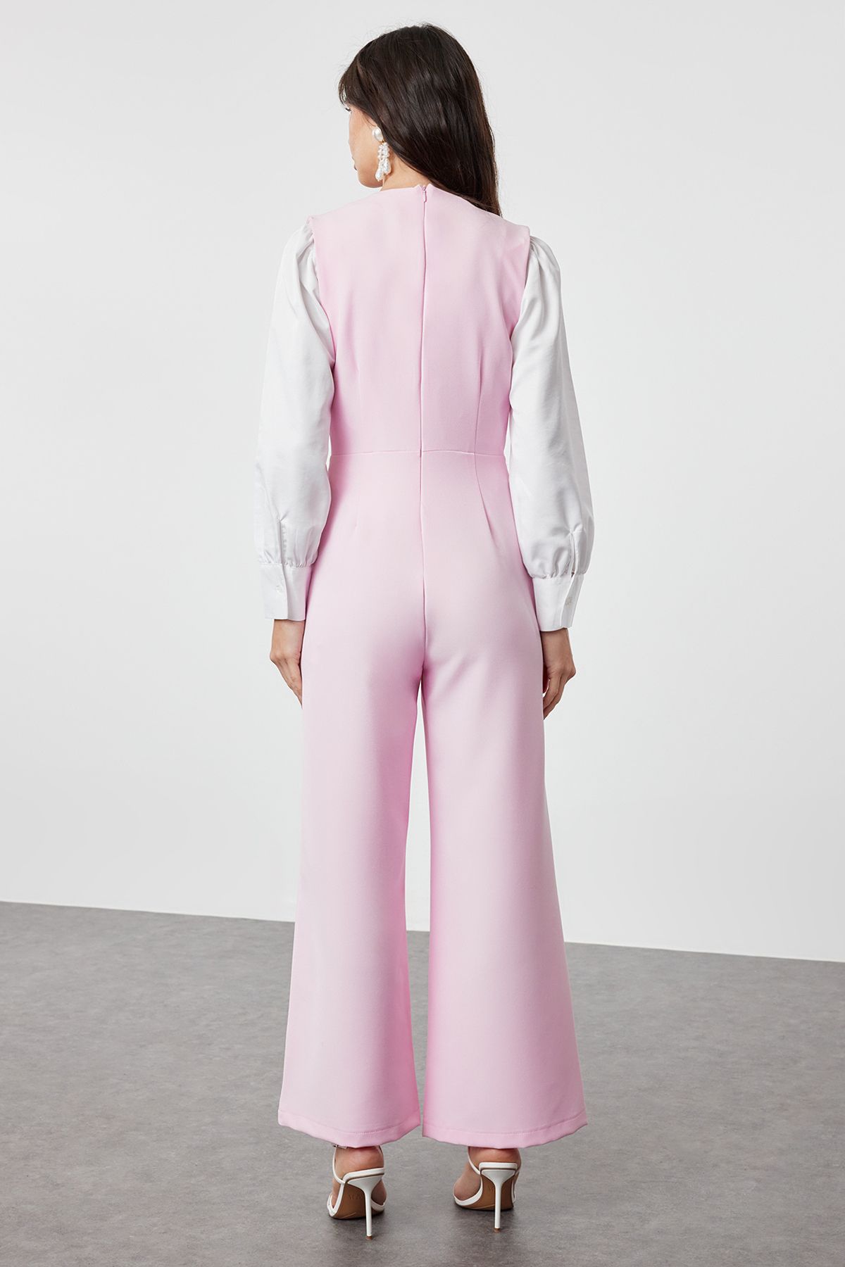 Trendyol Modest-Pearl részletes rózsaszín széles lábú jumpsuit - TCTSS24TL00005 5