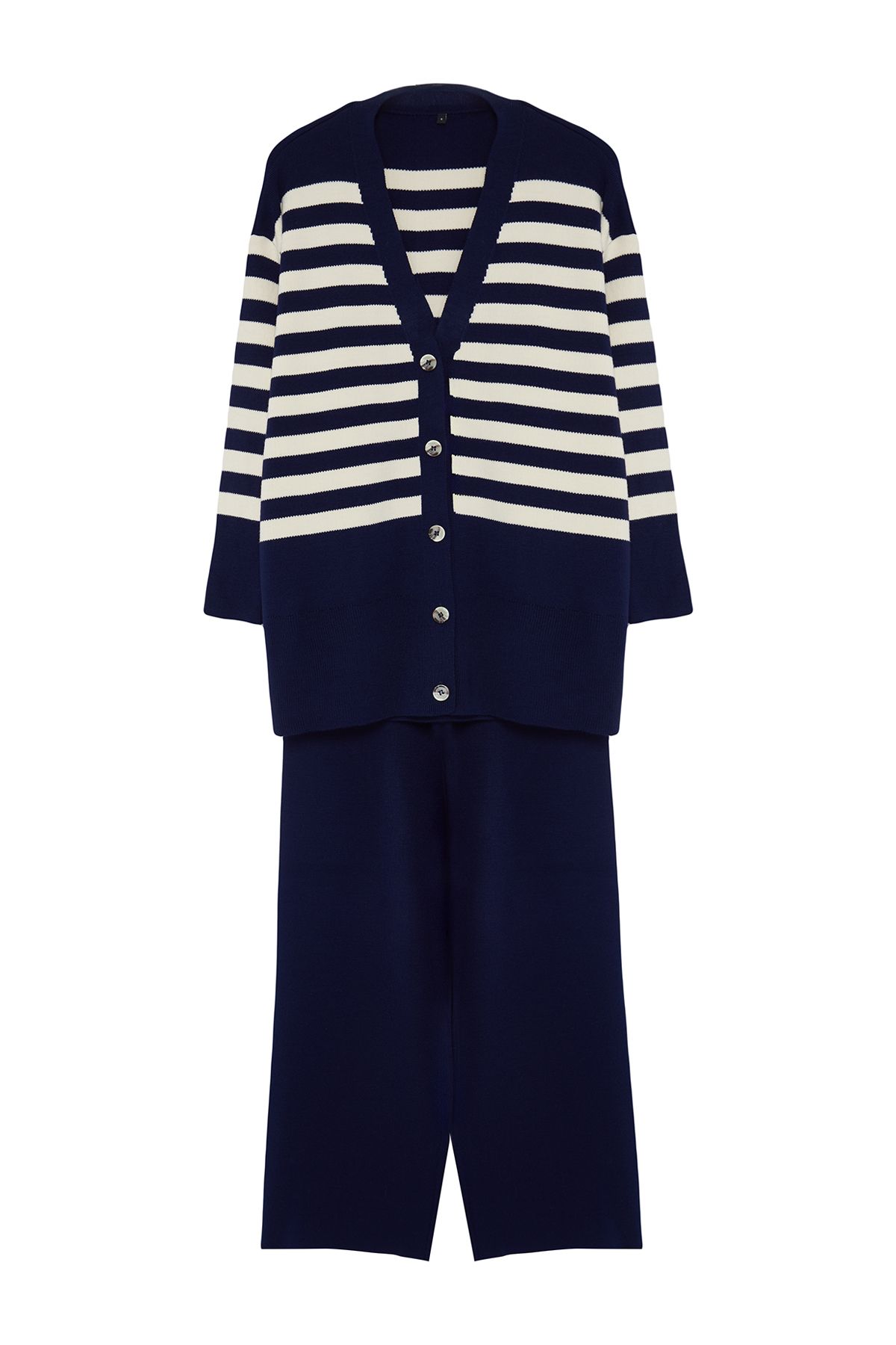 Trendyol Modest-Σετ μπλέ πλεκτά ζακέτα και παντελόνι - TCTAW24US00054 6