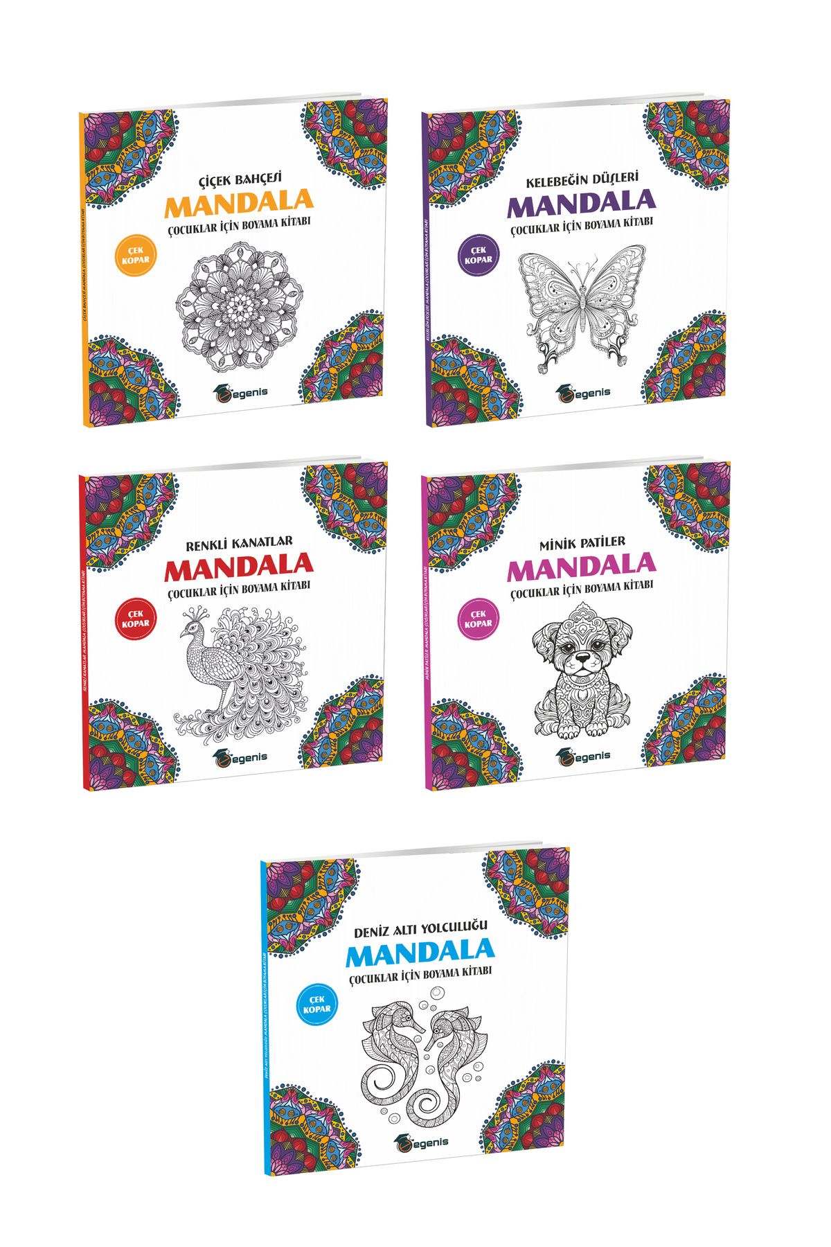 Egenis Çocuklar İçin Mandala Boyama Seti (5 Kitap)