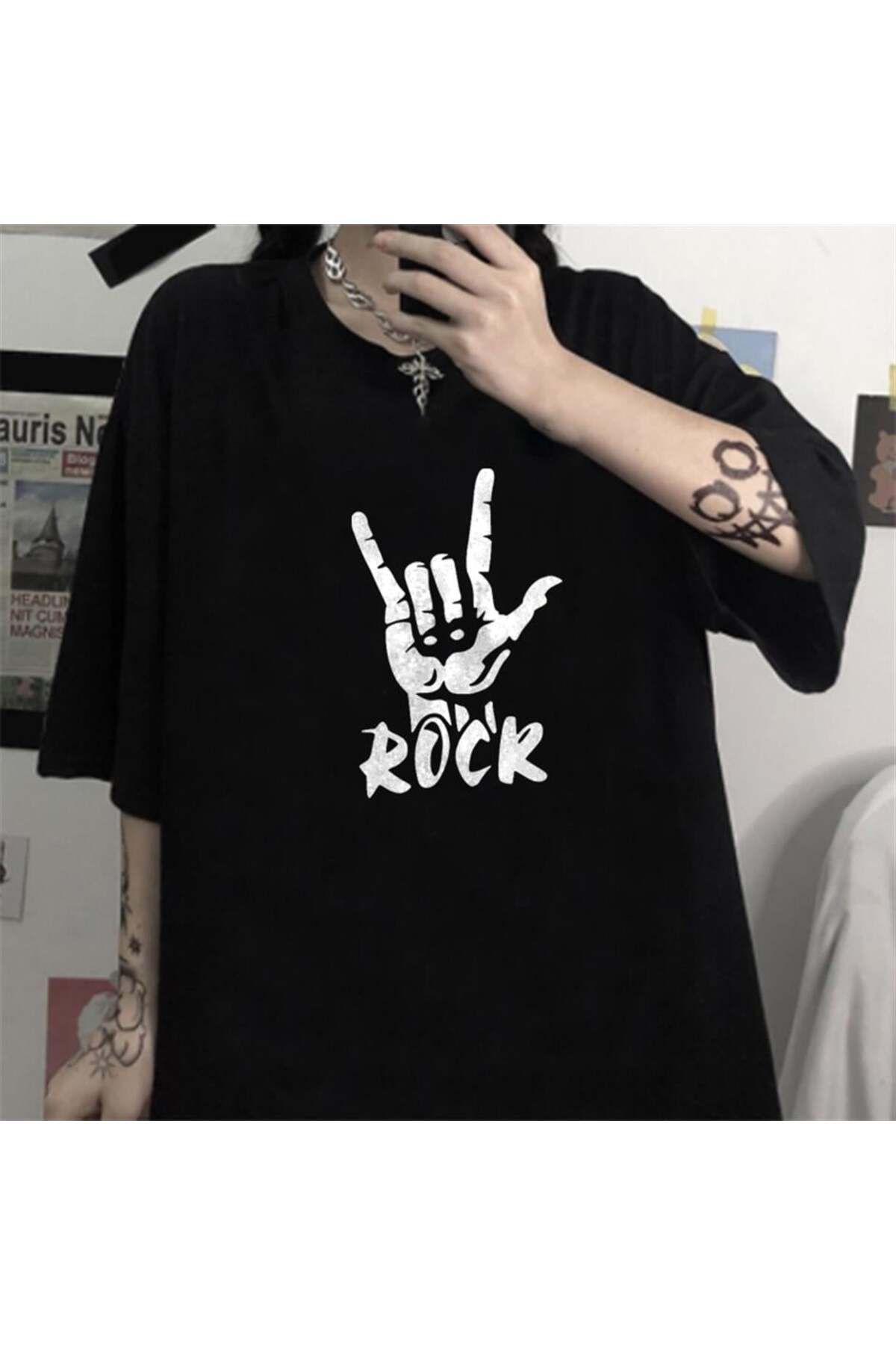 Touz Moda Tricou Oversize Unisex Rock Black Unisex - XL/2XL