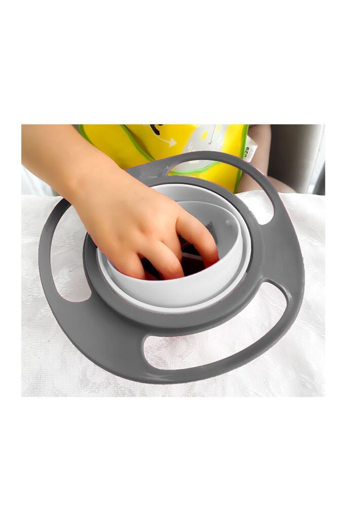 Babyjem Dökülmeyen Tabak Gri + Paslanmaz Çatal Kaşık Seti Gri fotoğrafı 5 (önizleme)