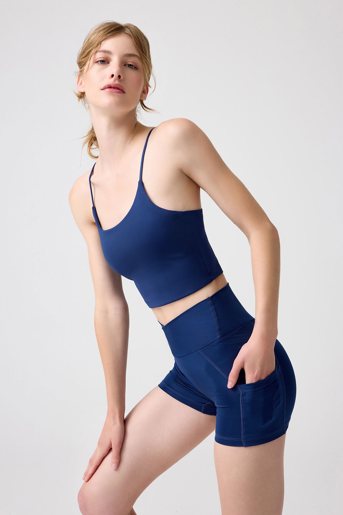 Los Ojos-Marineblaue kurze Sport-Leggings für Biker – Envelope-Shorts 5