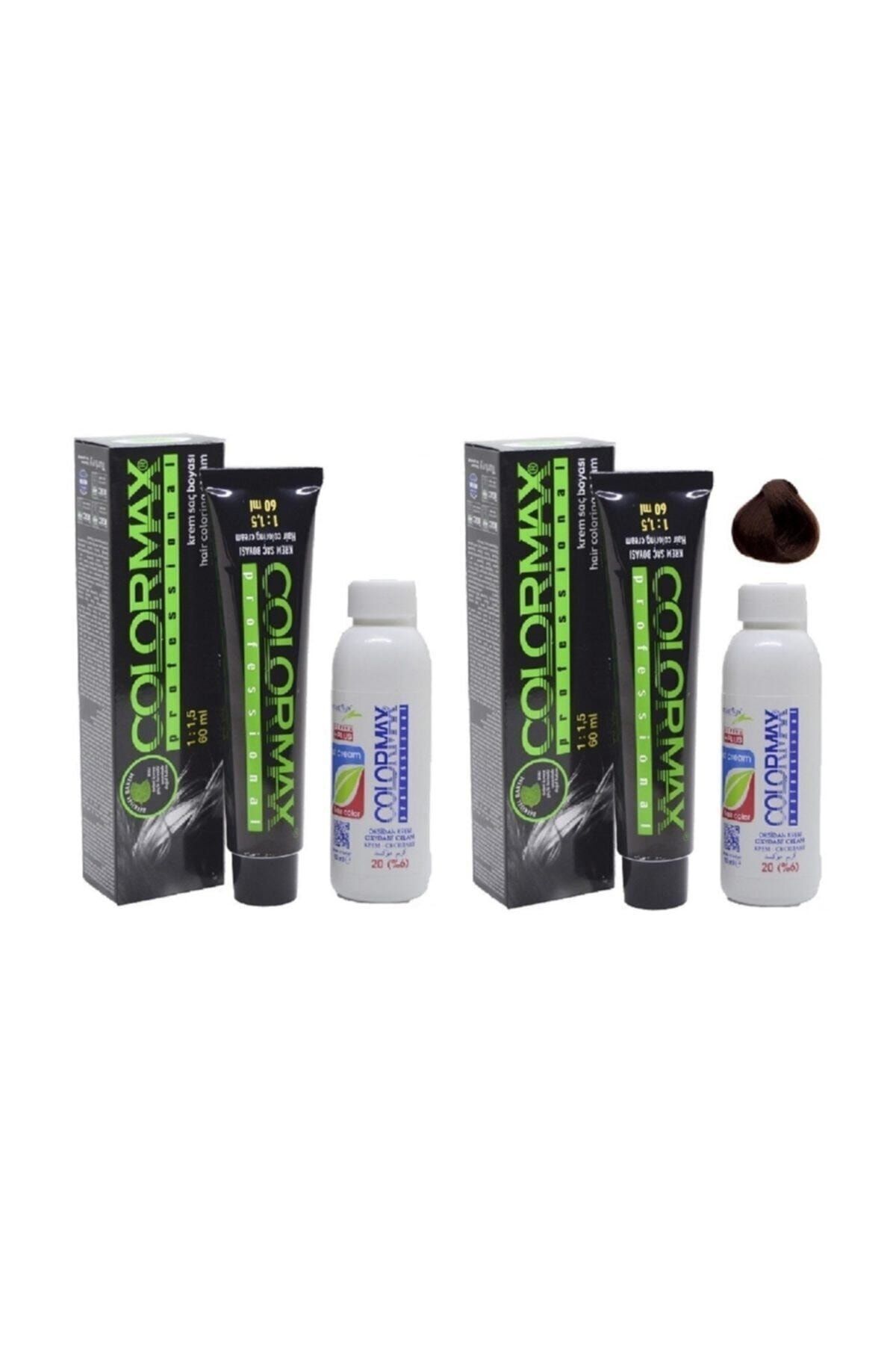 Colormax 5.74 Elegan Kahve Karamel 2'li + Orjınal Oksidan Krem 90ml 2'li