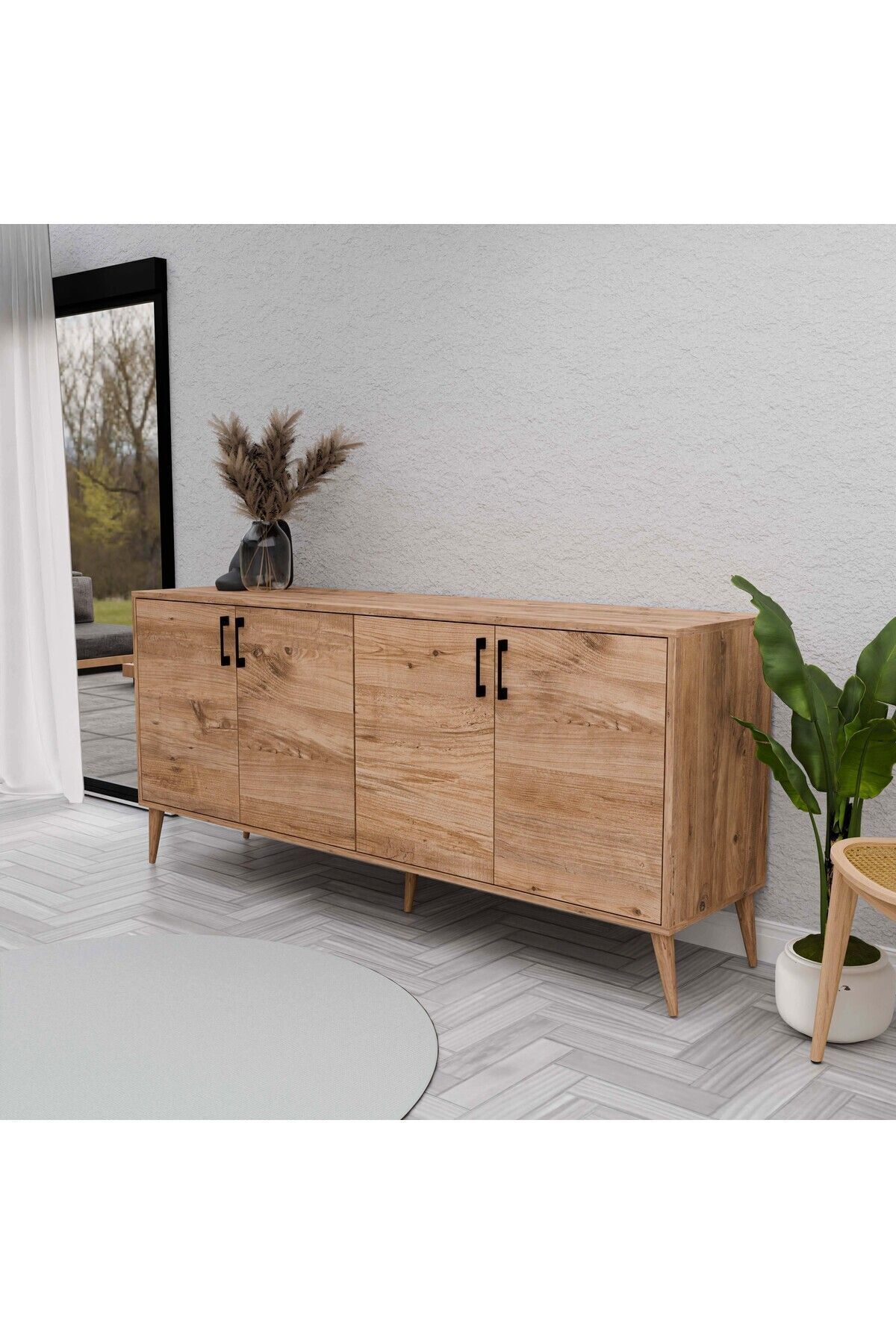 Mezza 1670 Hera 180 Cm (AHŞAP AYAKLI) Modern Konsol Atlantik Çam