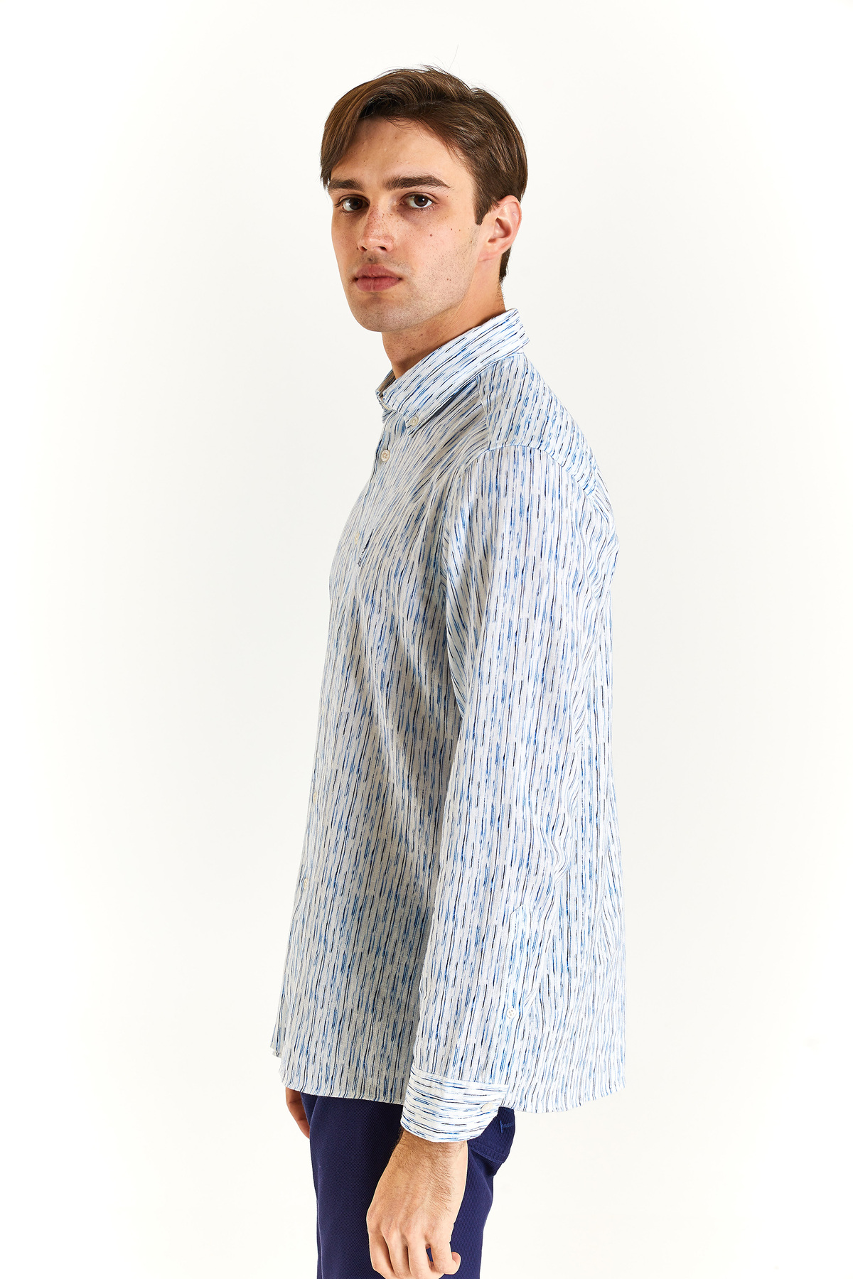 پیراهن مردانه آبی یو اس پولو | 1831175 اورجینال - تصویر 2