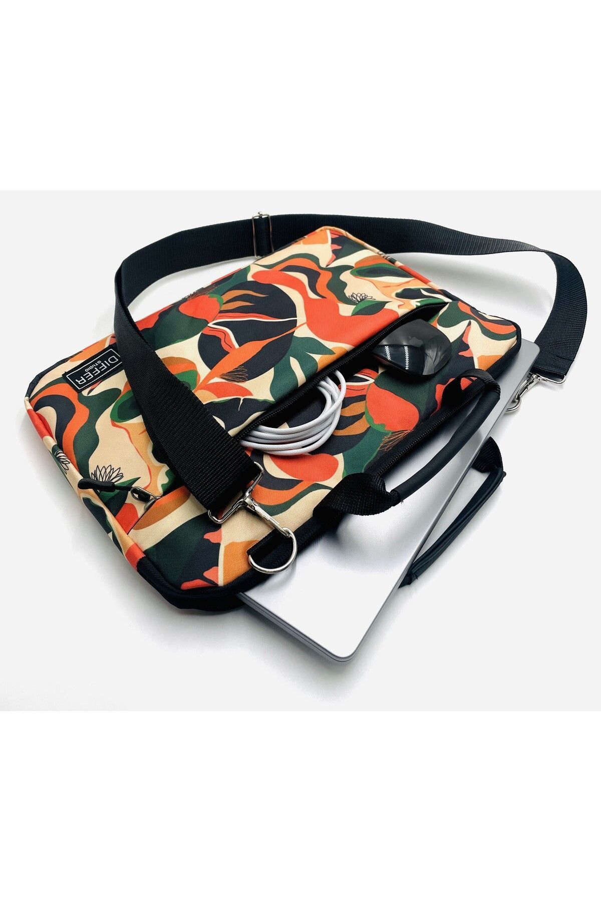 Differ Studio-13-13.3-14'' Inch Abstract Orange Pattern Water Resistant Strap/laptop/macbook/notebook/case/bag 2
