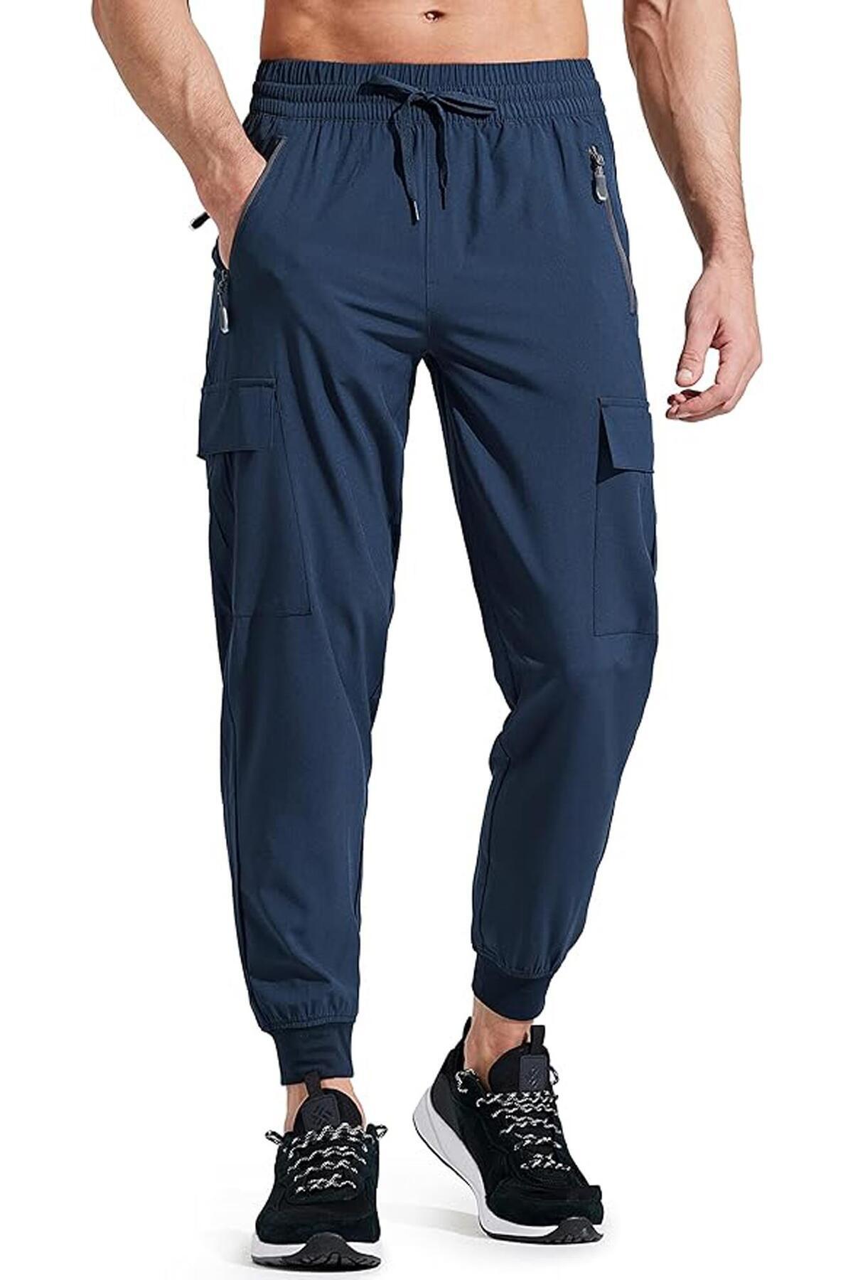 GHASSY CO. Erkek Quich Dry Running Athletic Dar Paça Joggers Hafif Outdoor Pantolon