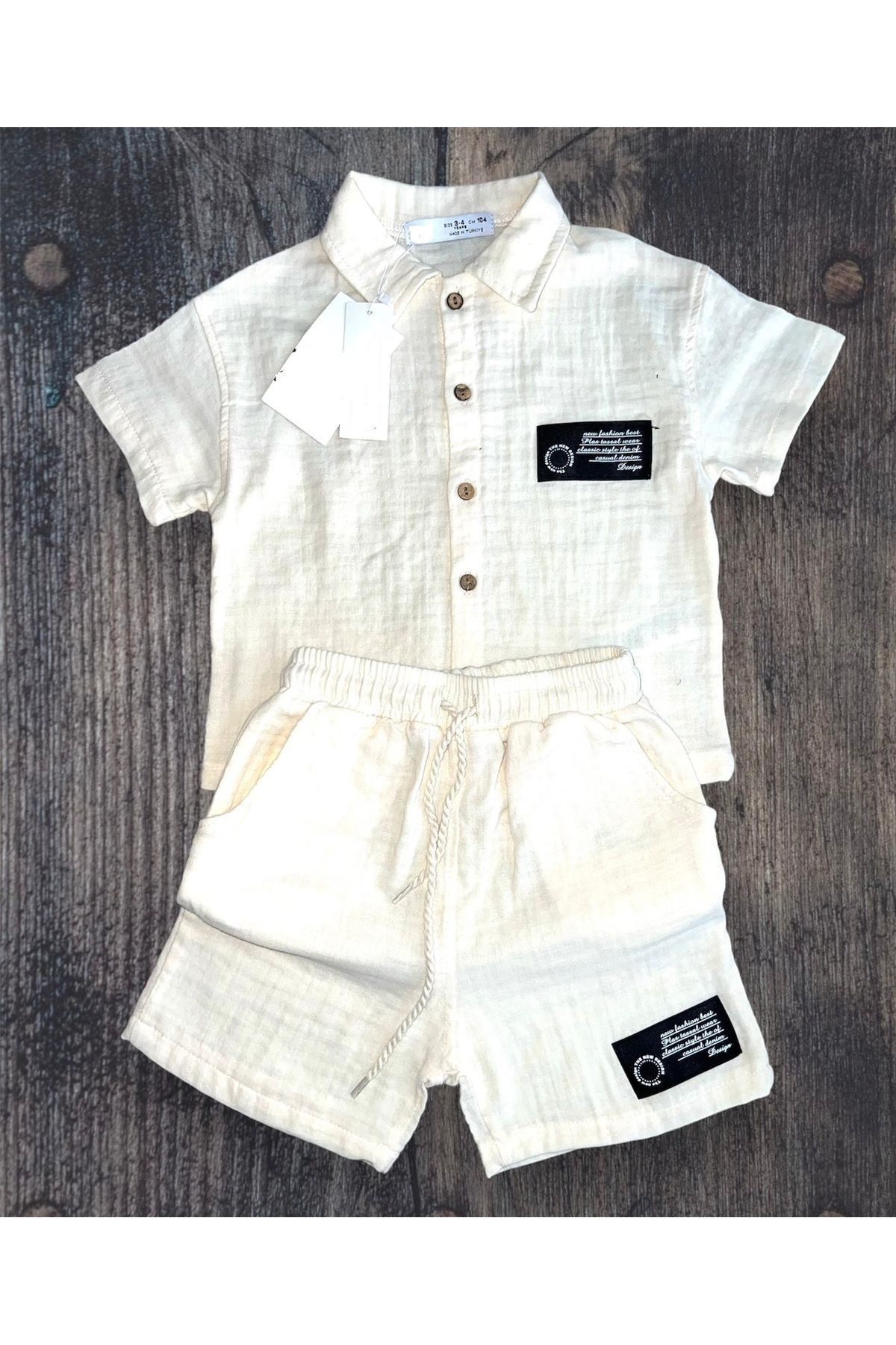 yns coolstar-UNISEX MUSLIN 100% COTTON 2-Piece Set - Armali Shirt and Shorts 1