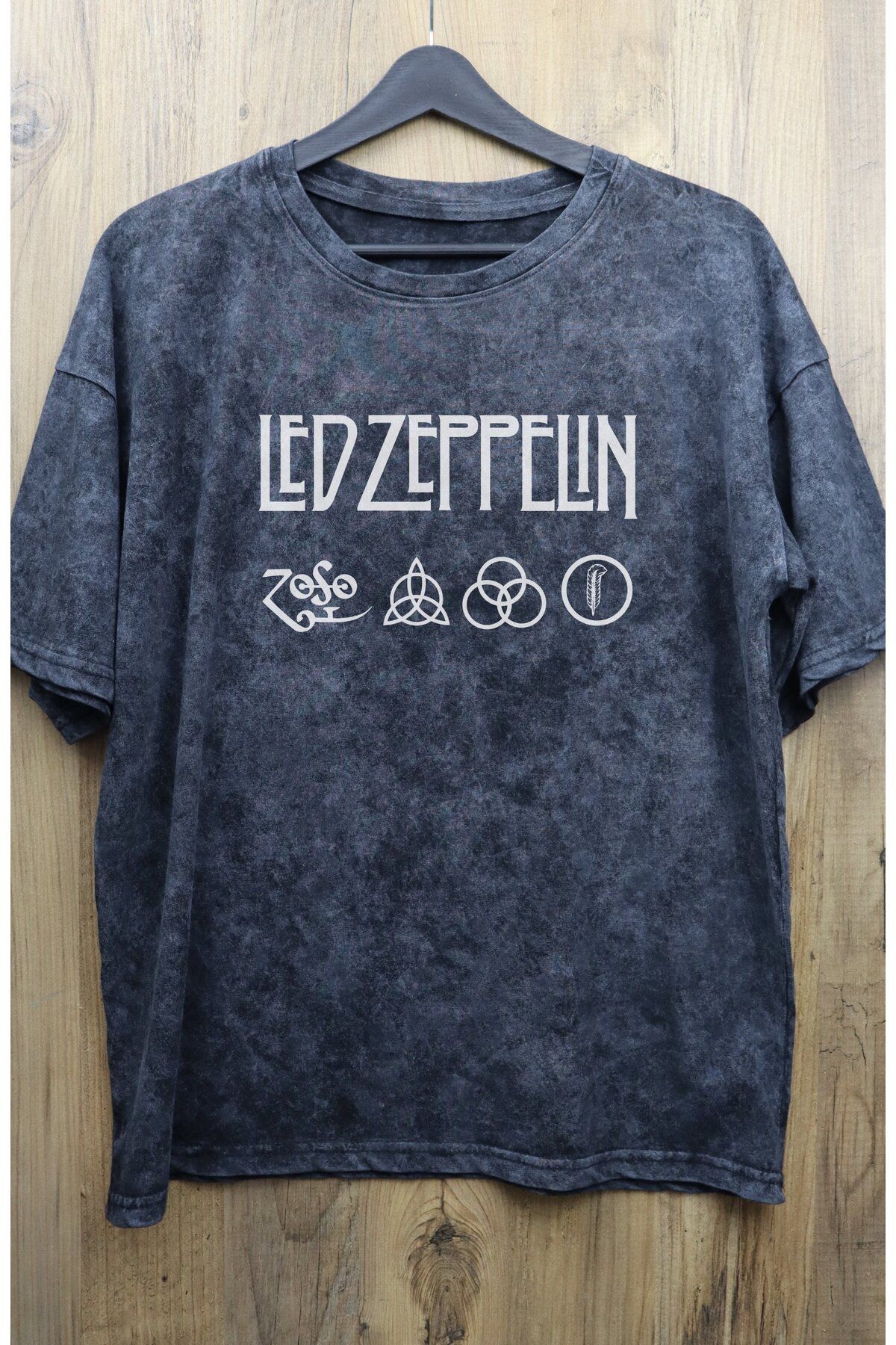 Fuddy Moda Unisex Led Zeppelin Bask l Y kamal Ti ort Oversize Rock Metal Bask l Retro T Shirt Fiyat Yorumlar Trendyol