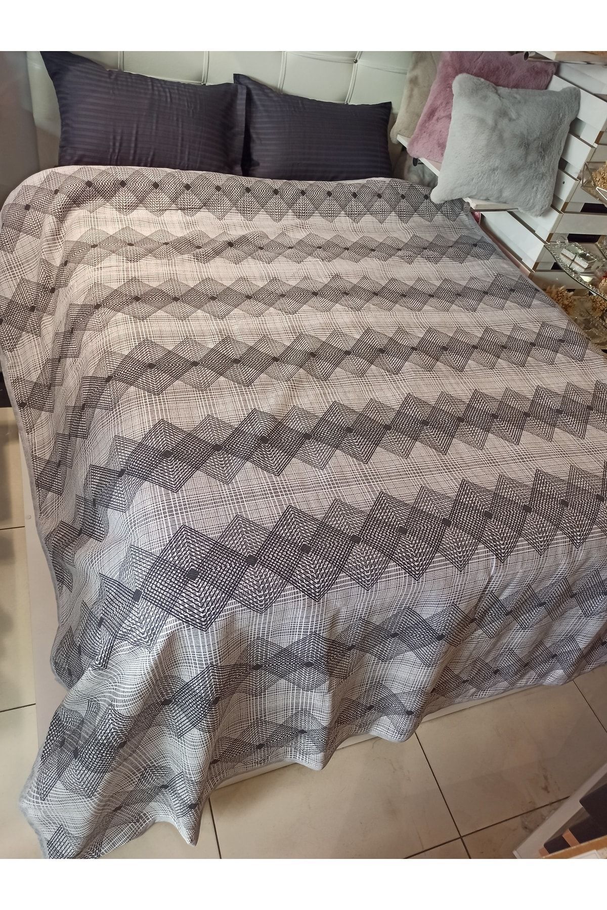 ŞENER HOME-Geometric Pattern Printed 150x240 CmSingle Single Pike - Gray 7