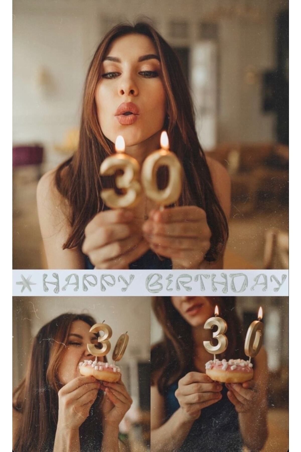 MFM Parti 30 Yaş Gold Pasta Mum