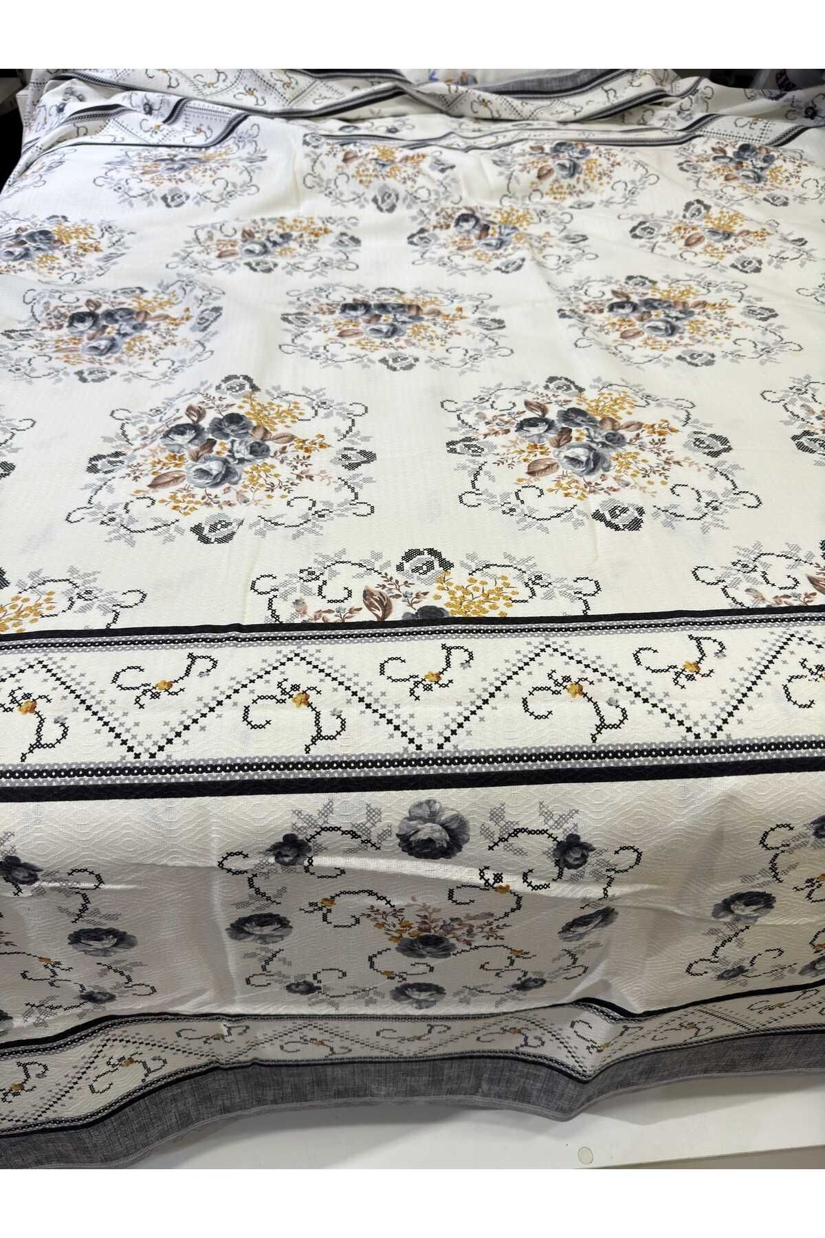 ŞENER HOME-Bouquet Pattern Printed 150x240 CmSingle Single Pike - Gray 4