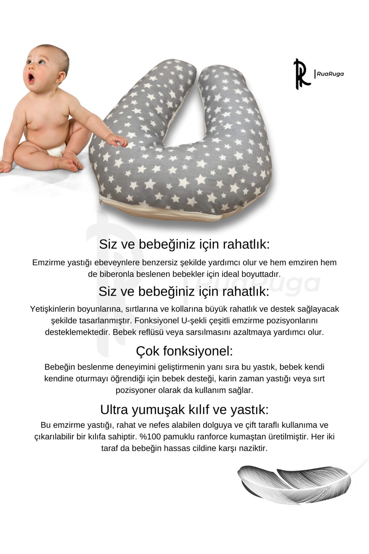 RuaRuga Bebek Emzirme Destek Ve Oturma Minderi - Yastığı fotoğrafı 2 (önizleme)